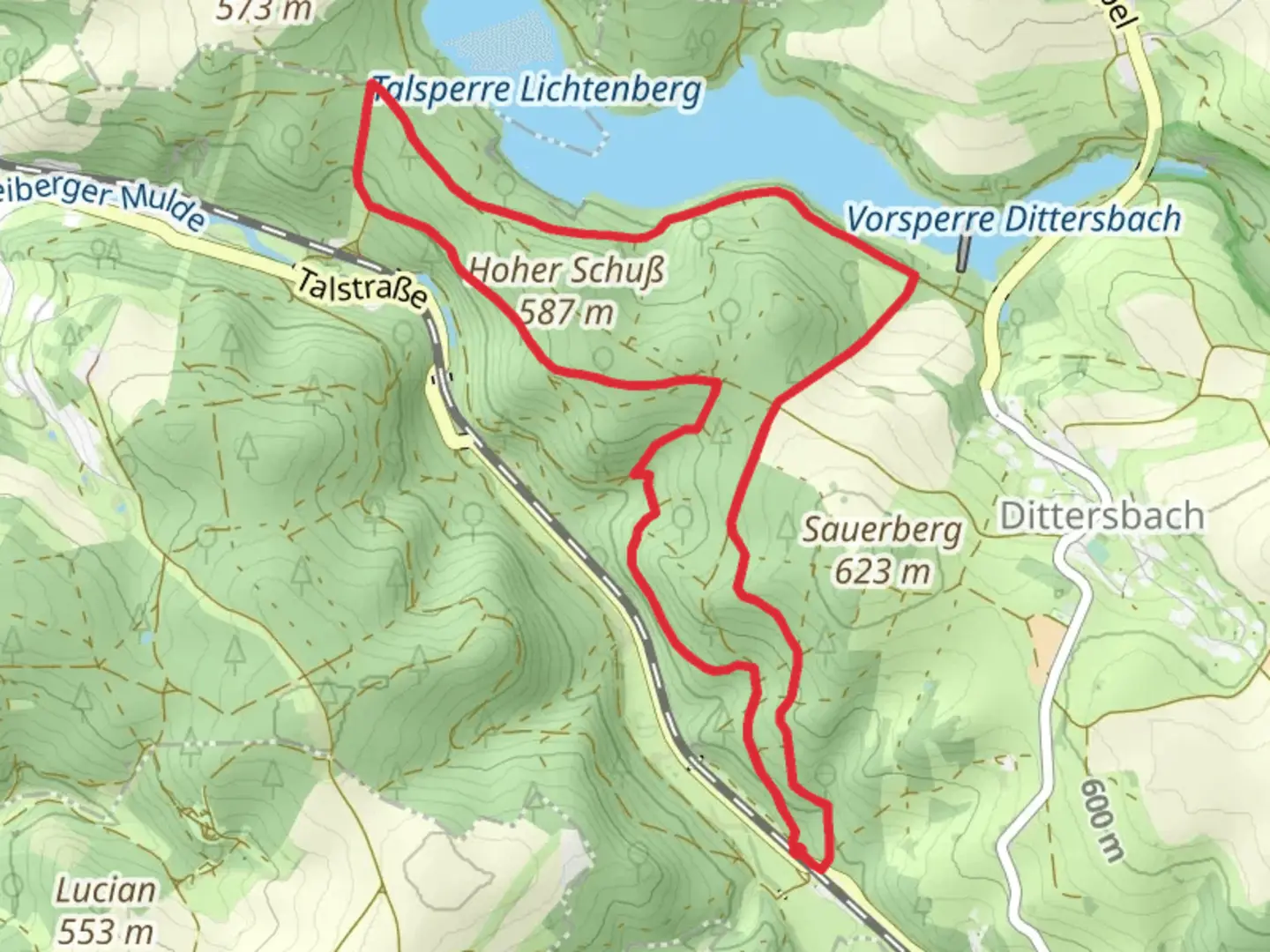 An image depicting the trail Zipfel Hill Loop via Katzensteinweg and its surrounding area.