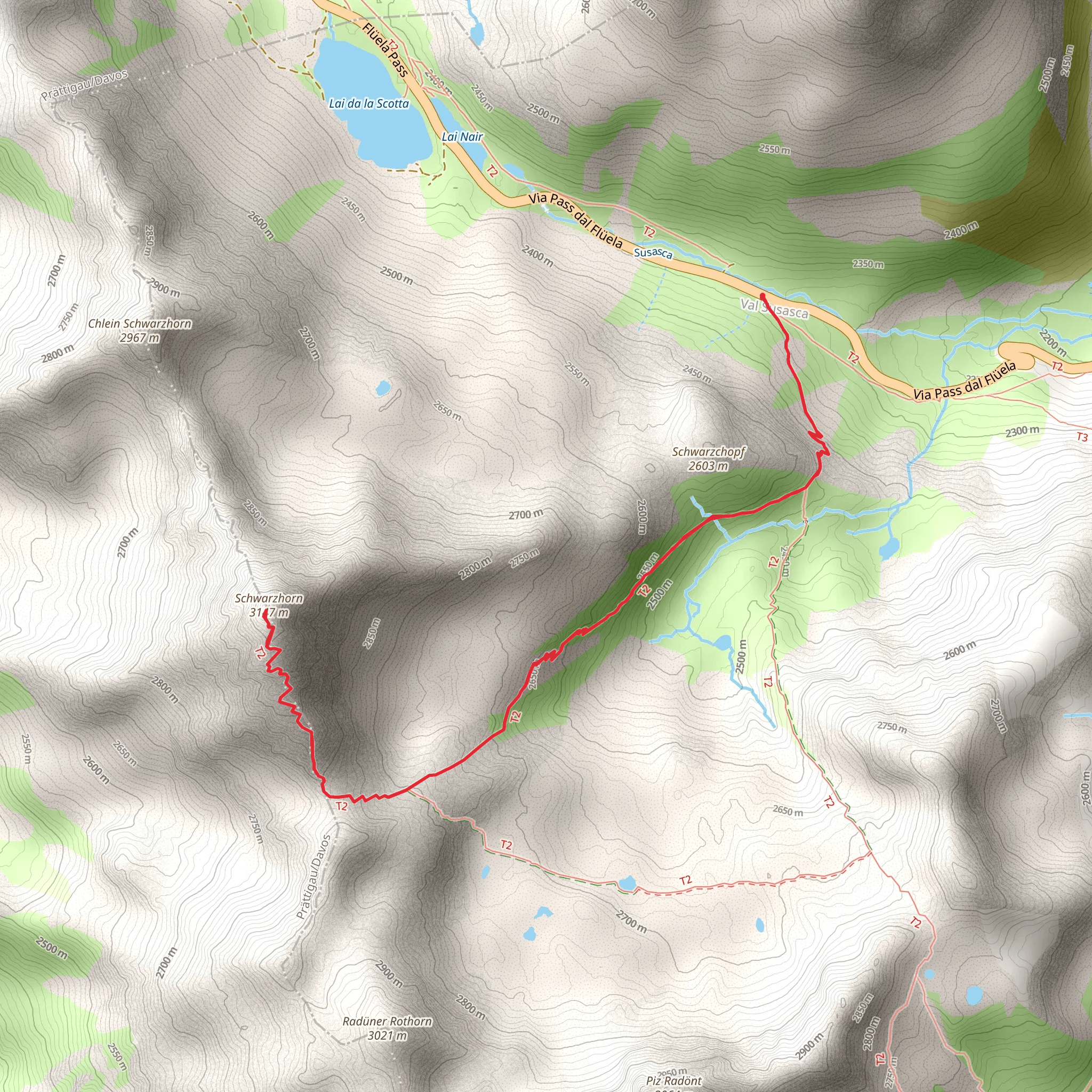 Flüela-Schwarzhorn-Weg mobile static map