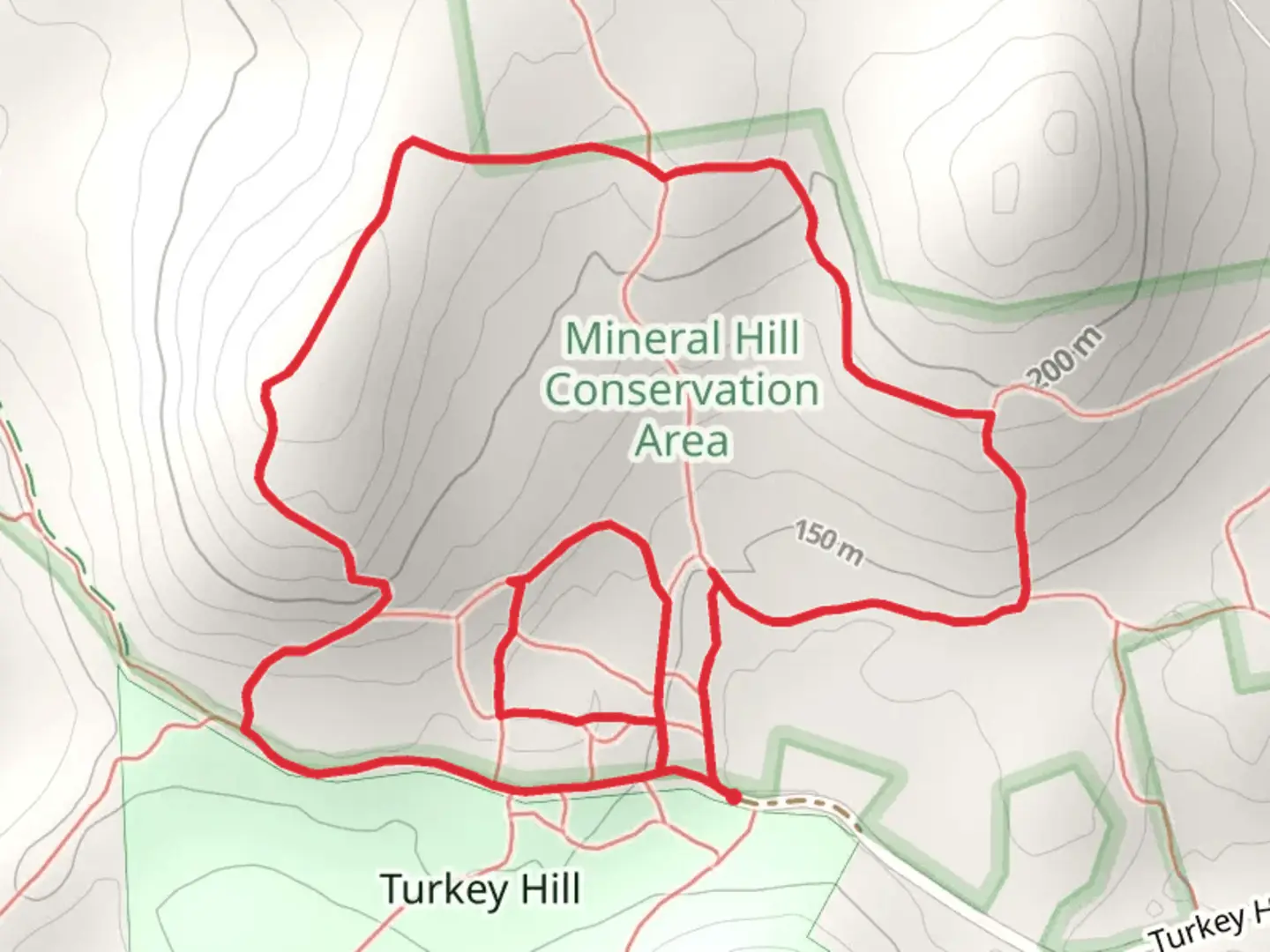 An image depicting the trail Quarry Loop Trail, Summit Trail and Ravine Trail Loop and its surrounding area.