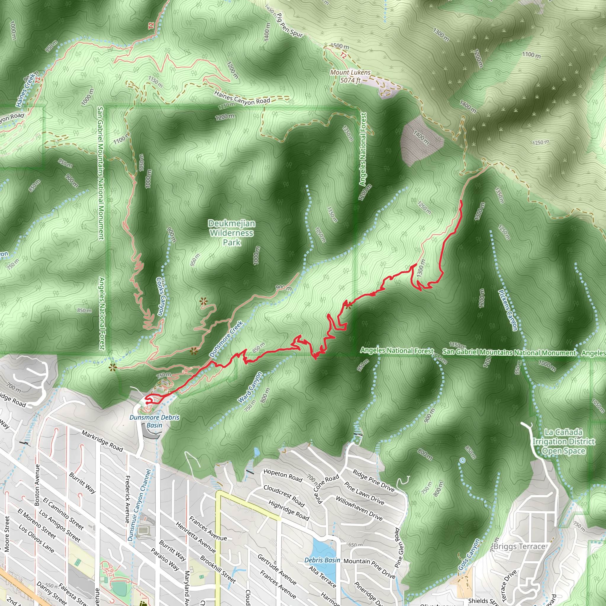 Crescenta View via Dunsmore Canyon Trail mobile static map