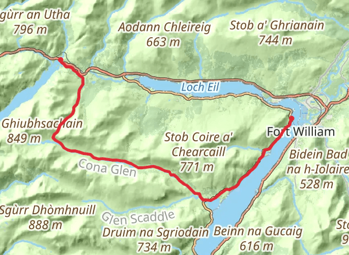 Fort William to Glenfinnan mobile static map