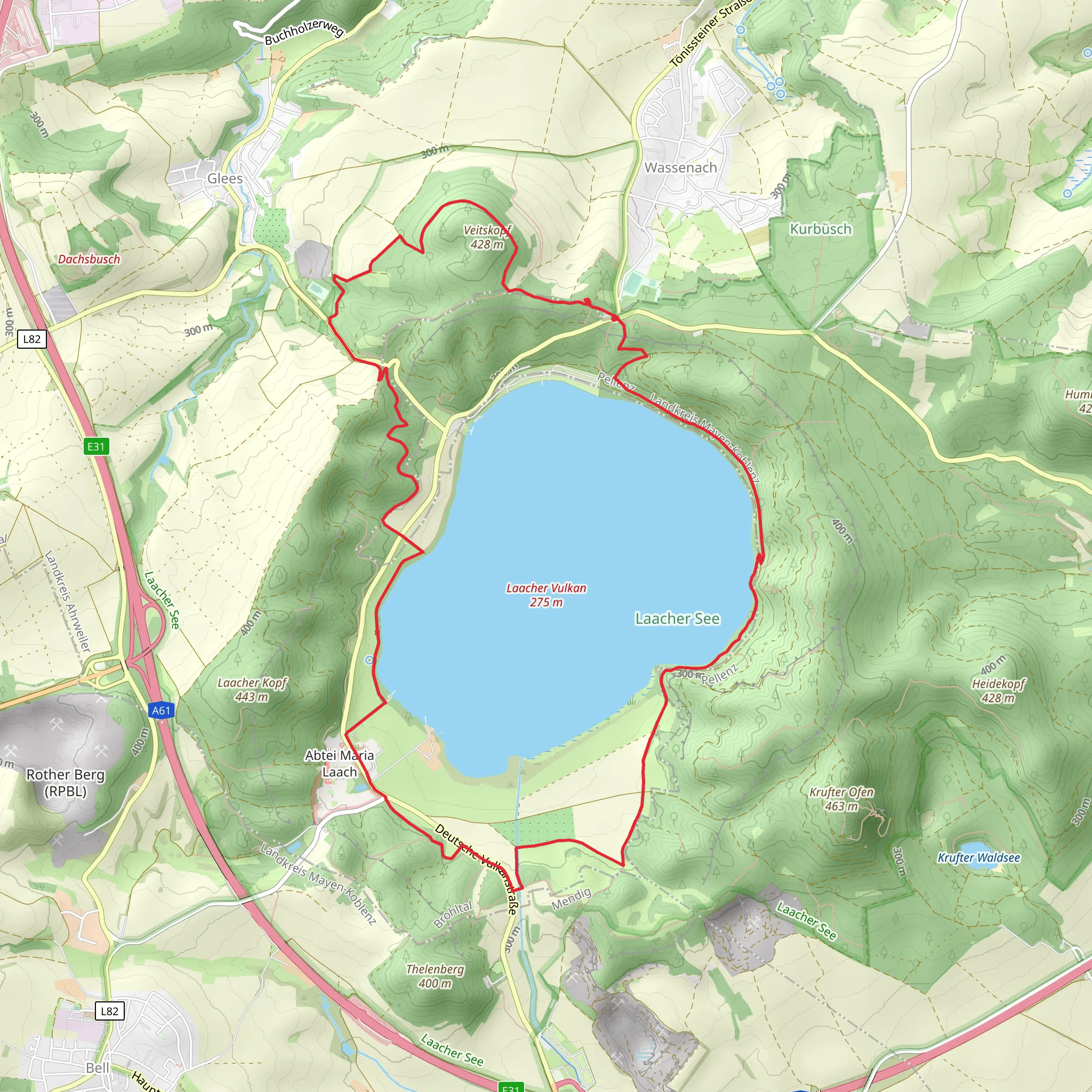 Laacher See via Maas Rhein Weg and Glees 2 mobile static map