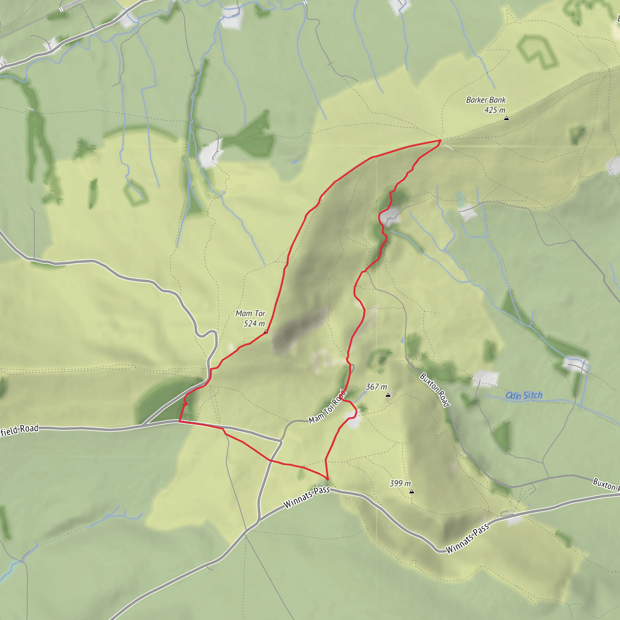 Mam Tor and Hollins Cross mobile static map