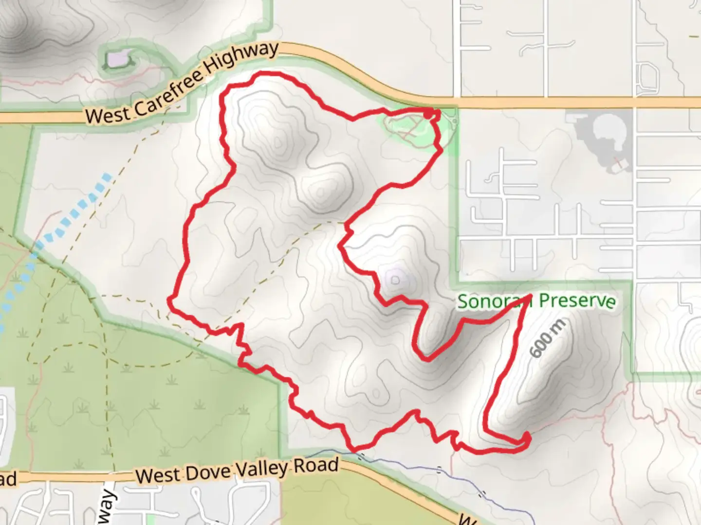 An image depicting the trail Sidewinder - Ocotillo Loop Trail and its surrounding area.