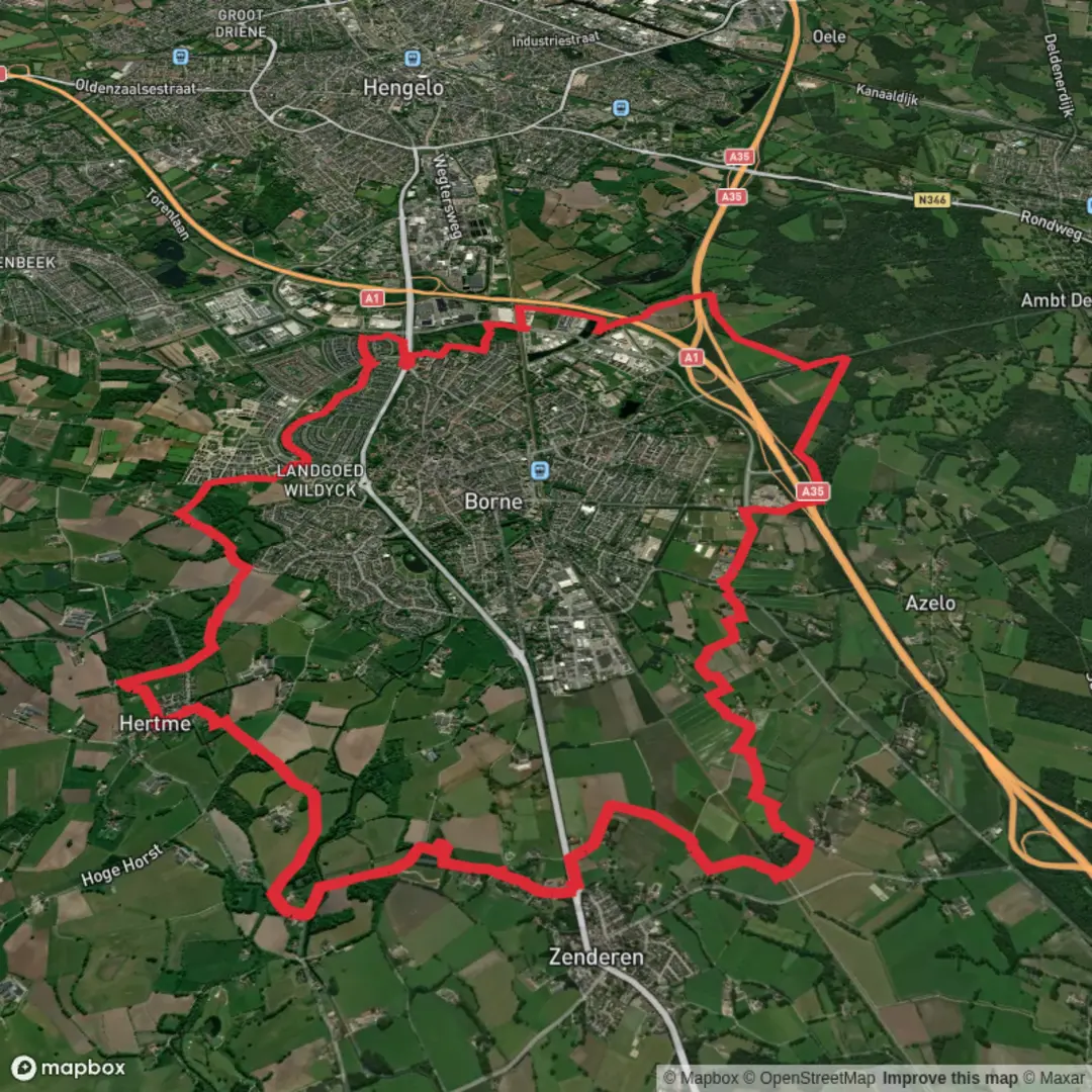 An image depicting the trail Borne Loop and its surrounding area.