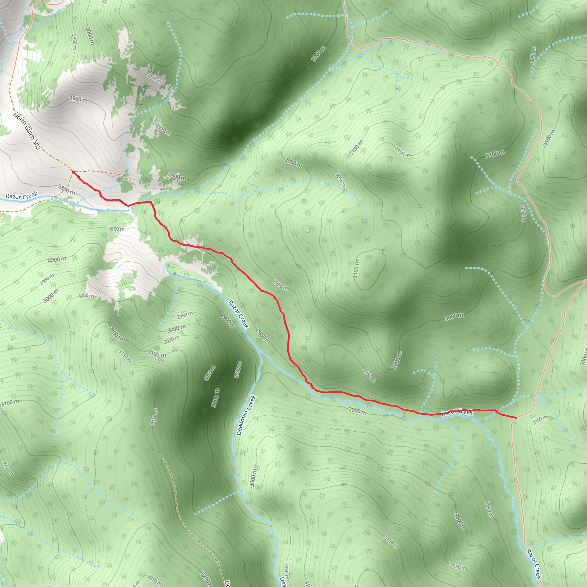 Middle Razor Creek Trail mobile static map
