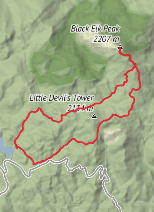 Hike on Little Devil's and Black Elk Loop mobile static map