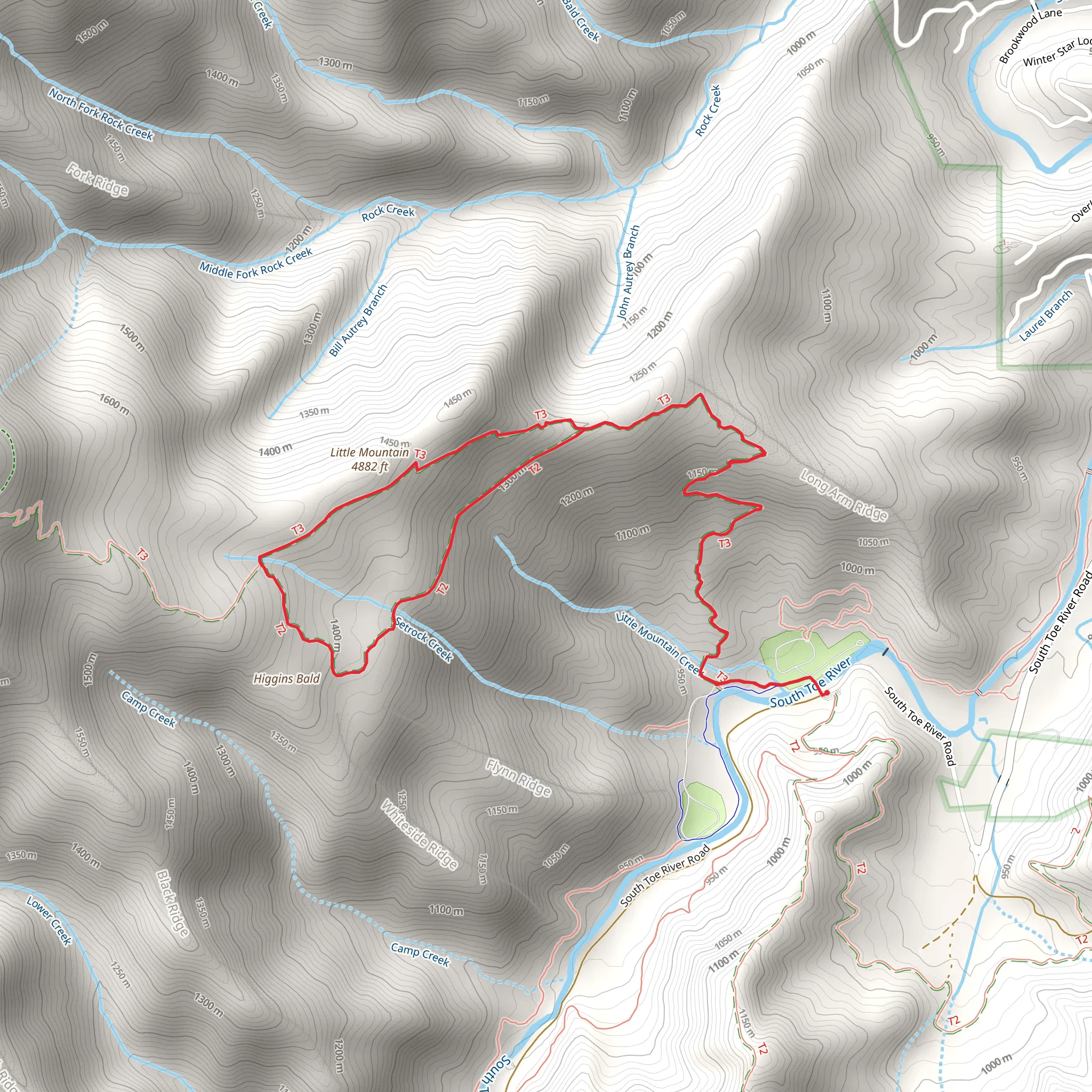 Little Mountain - Higgins Bald Loop via Mount Mitchell Trail mobile static map