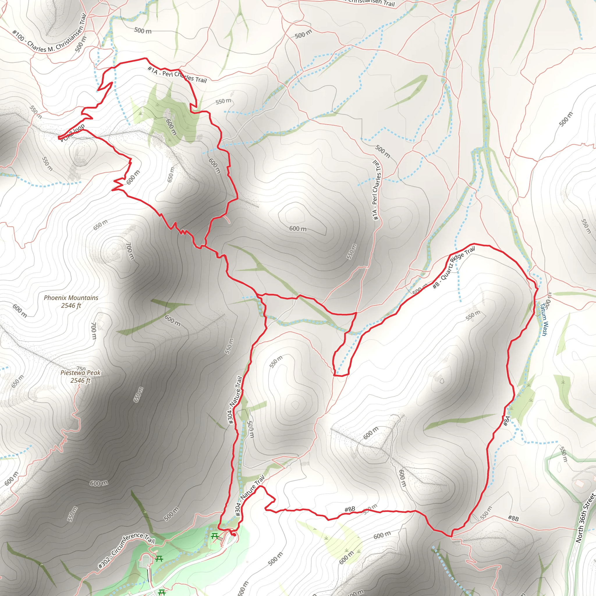 VOAZ Loop and Quartz Ridge Trail mobile static map