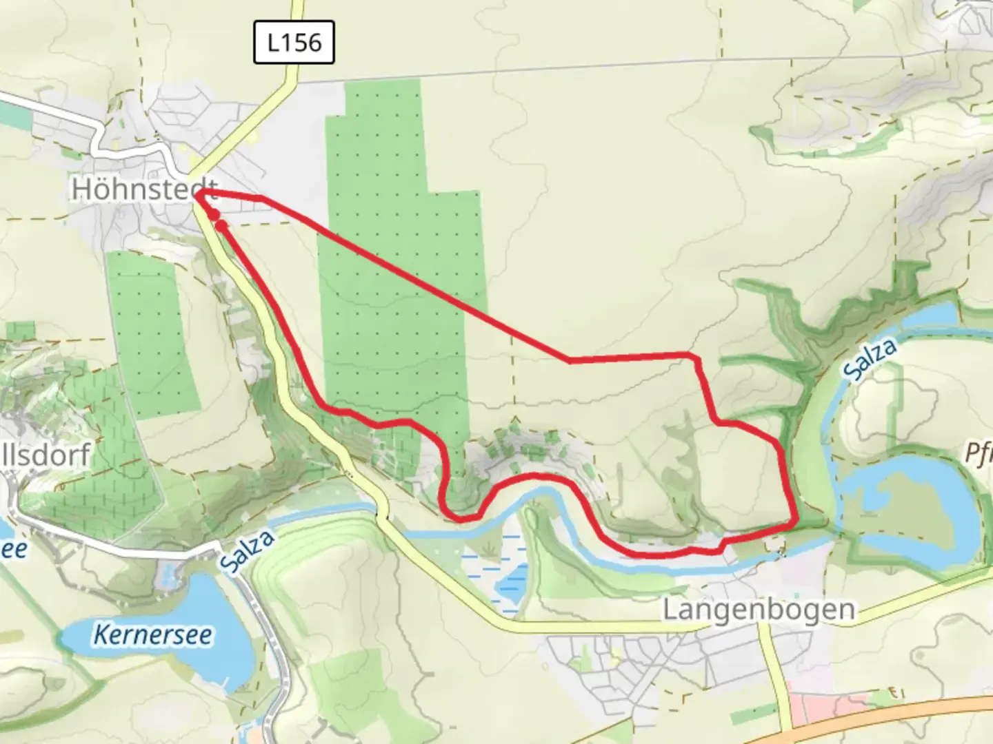 An image depicting the trail Wanderweg 1 Hoehnstedt and its surrounding area.