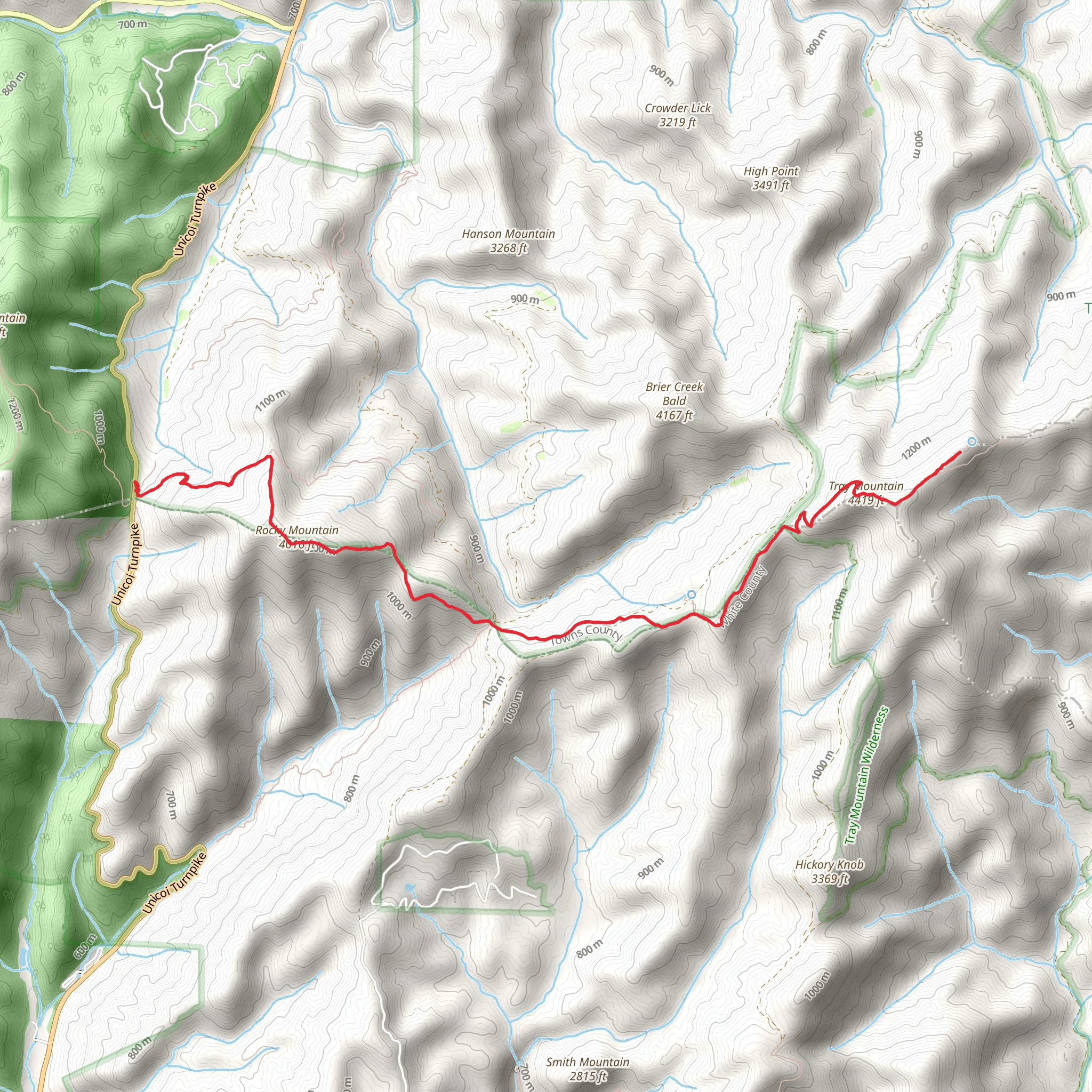 Hickorynut Ridge via Appalachian TRail mobile static map