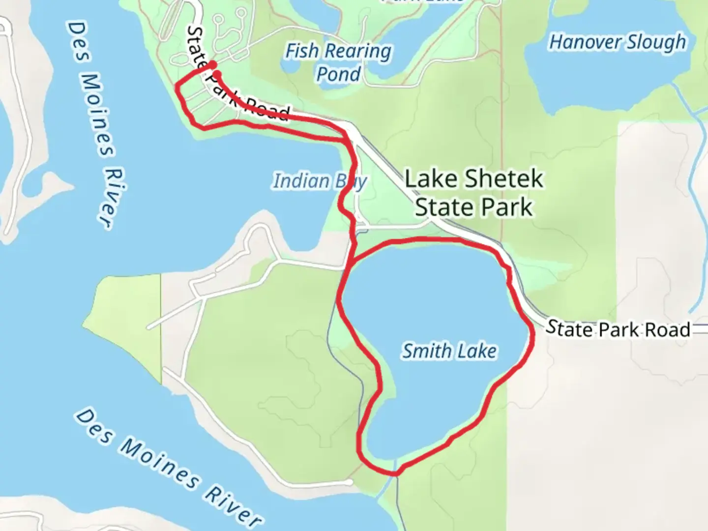 An image depicting the trail Smith Lake and Lake Shetek State Park Loop Walk and its surrounding area.