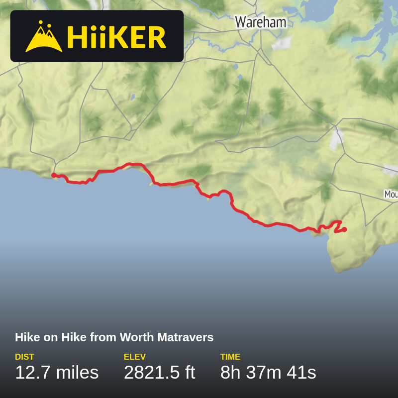 A map preview of the recording Hike on Hike from Worth Matravers.