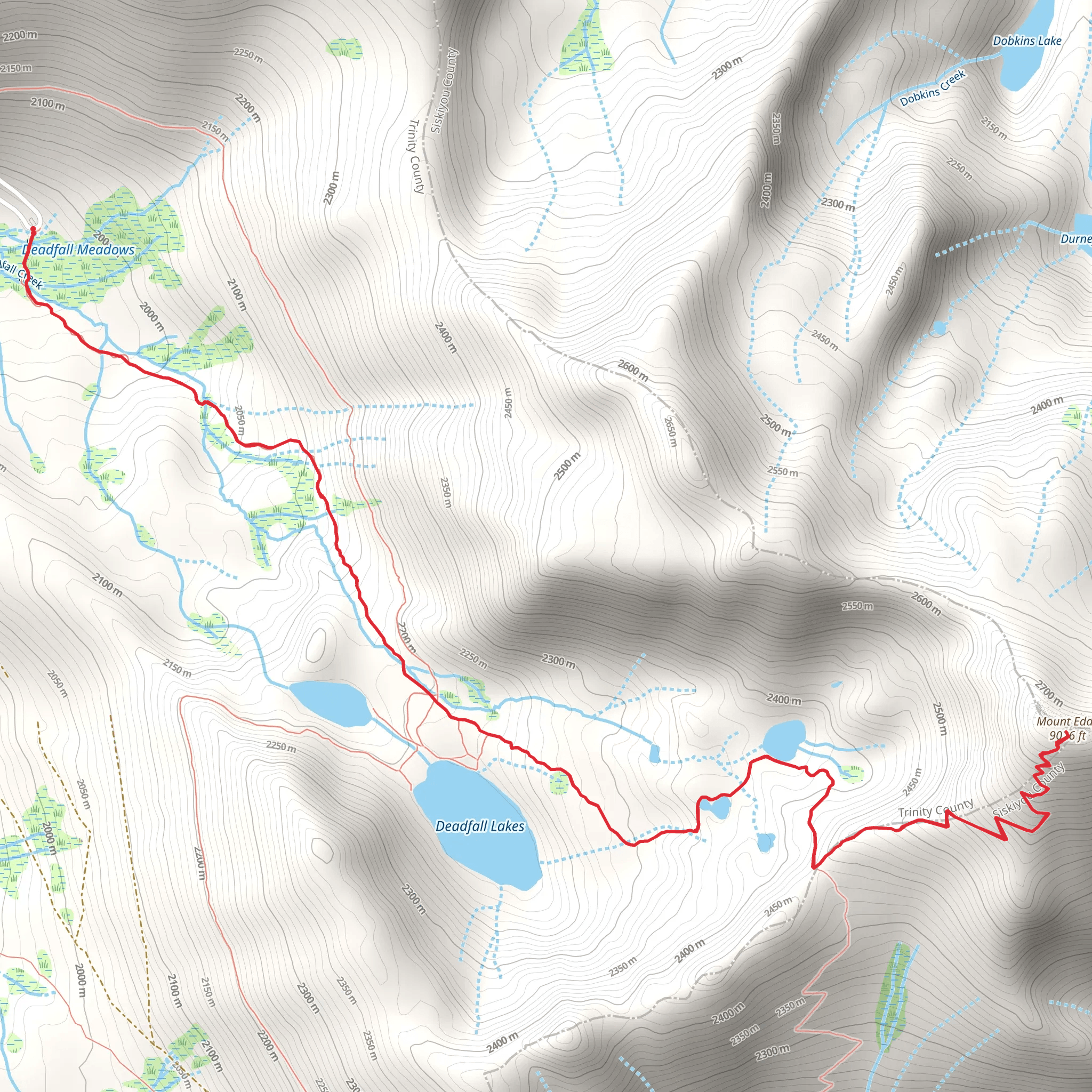 Mount Eddy via Deadfall Lakes Trail mobile static map