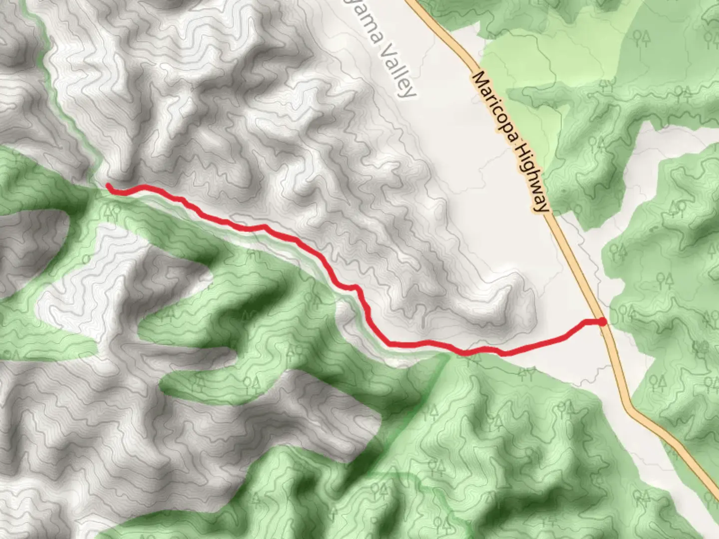 An image depicting the trail Tinta Creek Forest via Route 7N04A and its surrounding area.