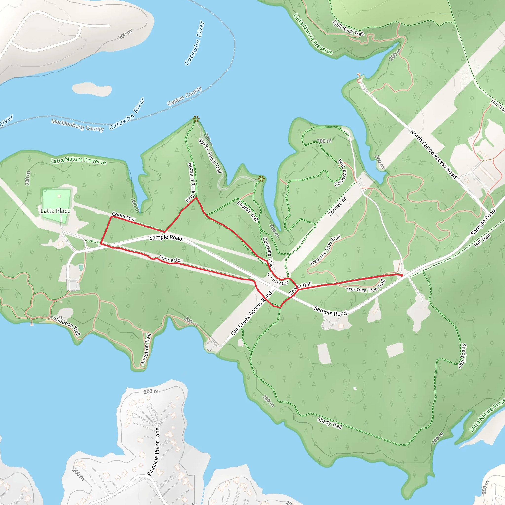 Shady, Catawba and Connector Loop Trail mobile static map