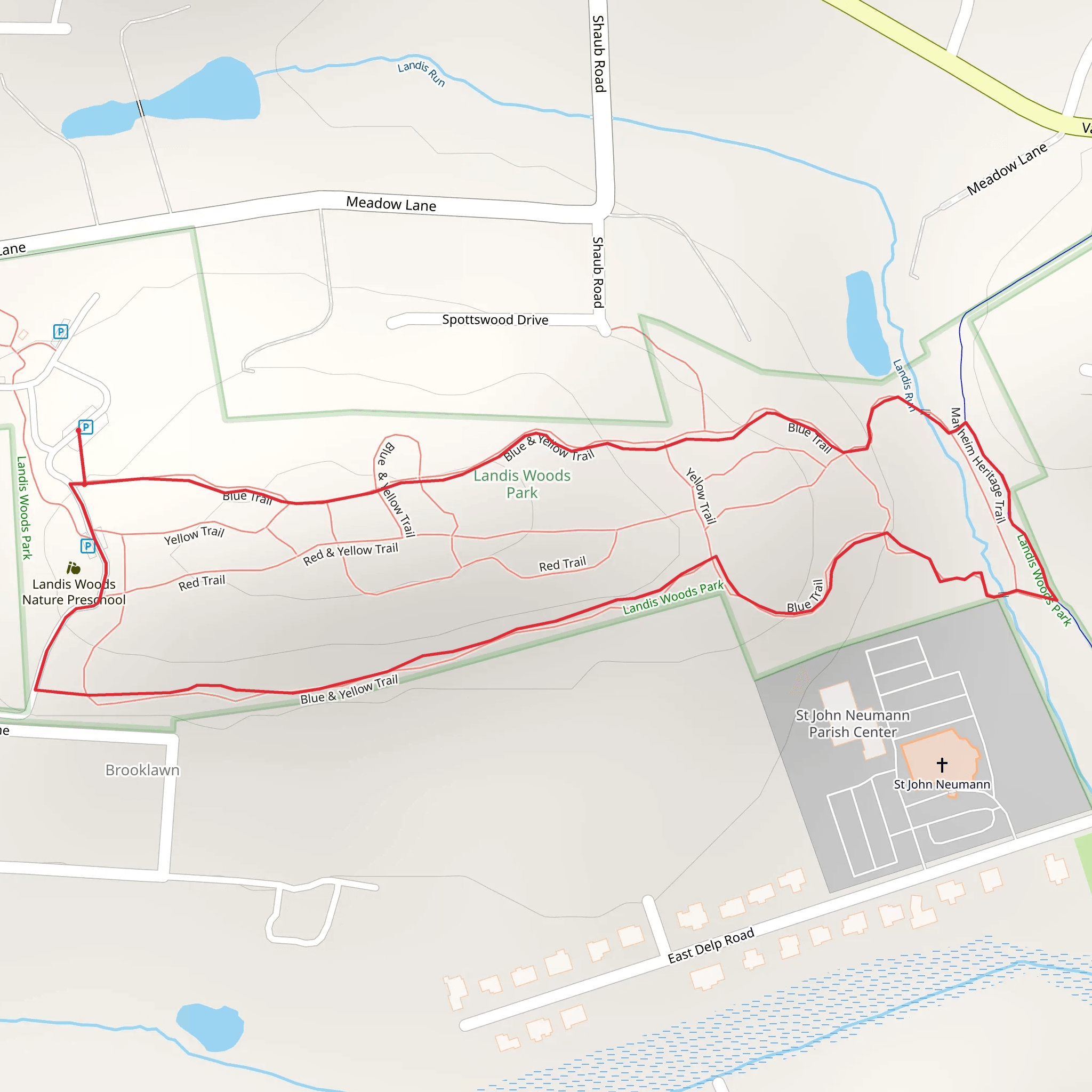 Landis Run Loop via Brooklawn mobile static map