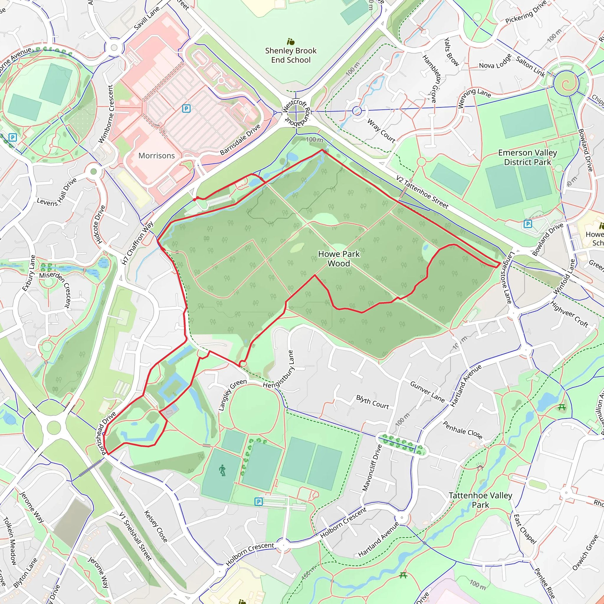 Howe Park Wood Loop mobile static map