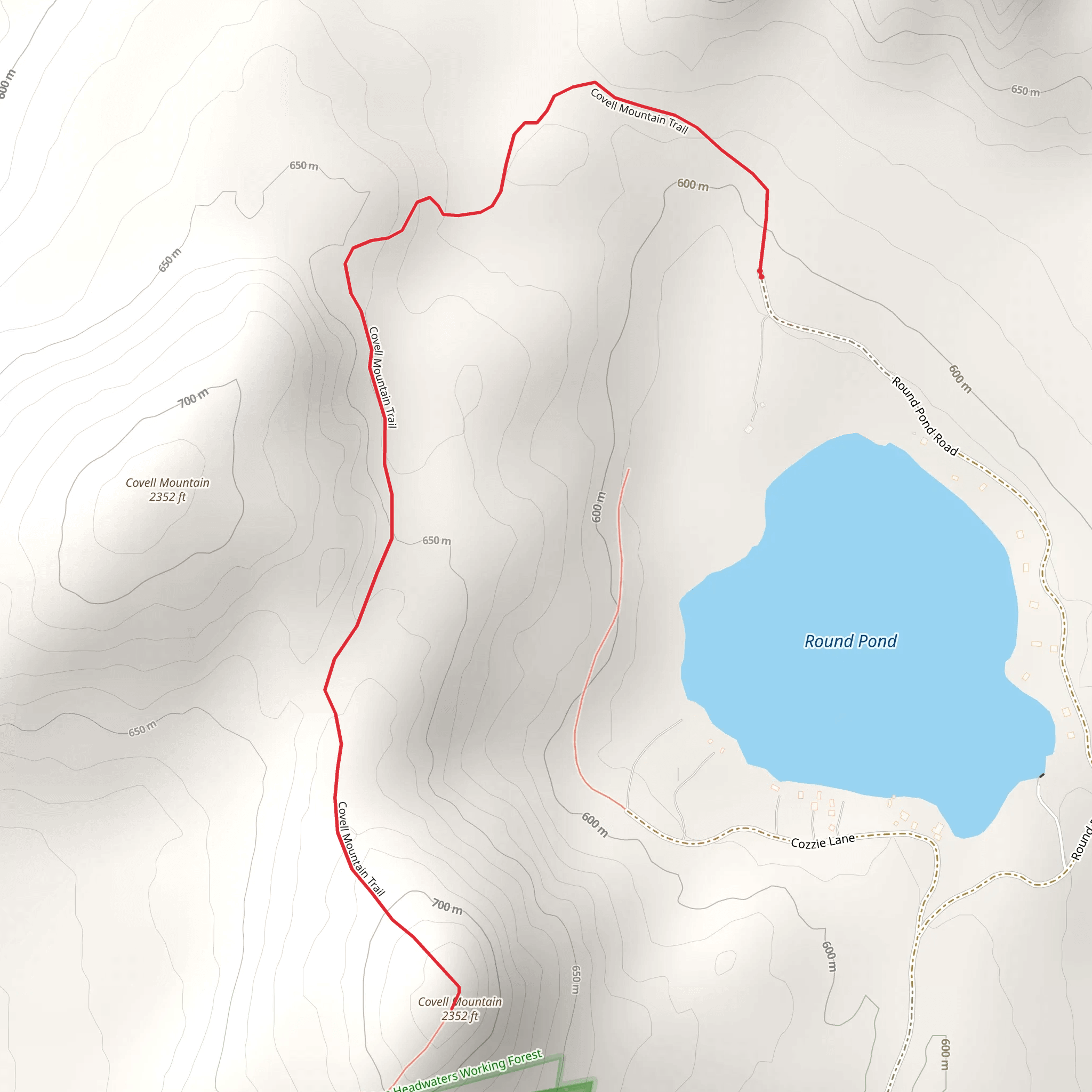 Covell Mountain from Round Pond mobile static map