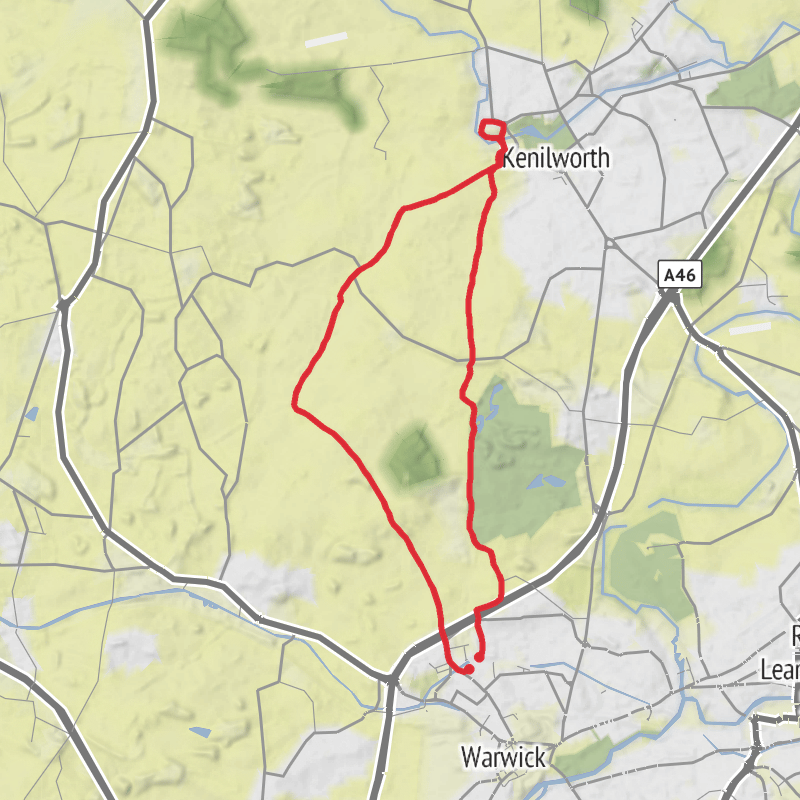 A map preview of the recording Warwick Running.