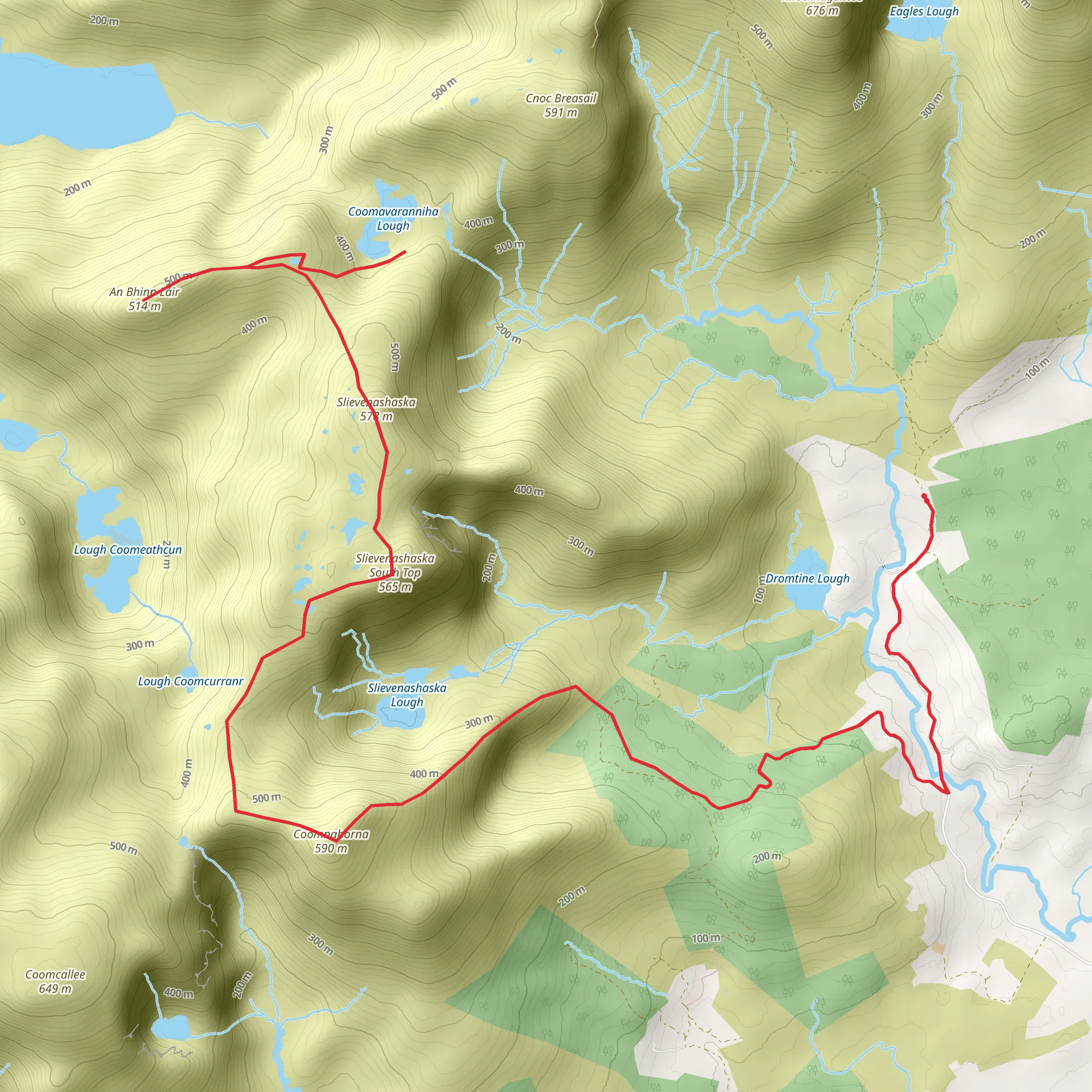Coomavaranniha Lough - An Bhinn Lair via Fermoyle way mobile static map