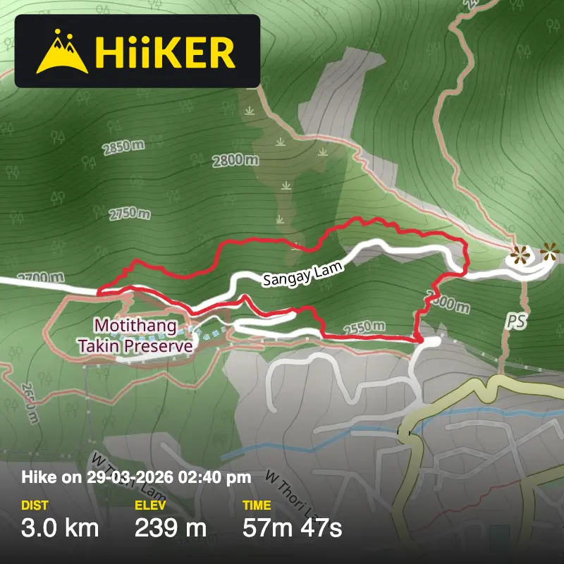 A map preview of the recording Hike on 29-03-2026 02:40 pm.