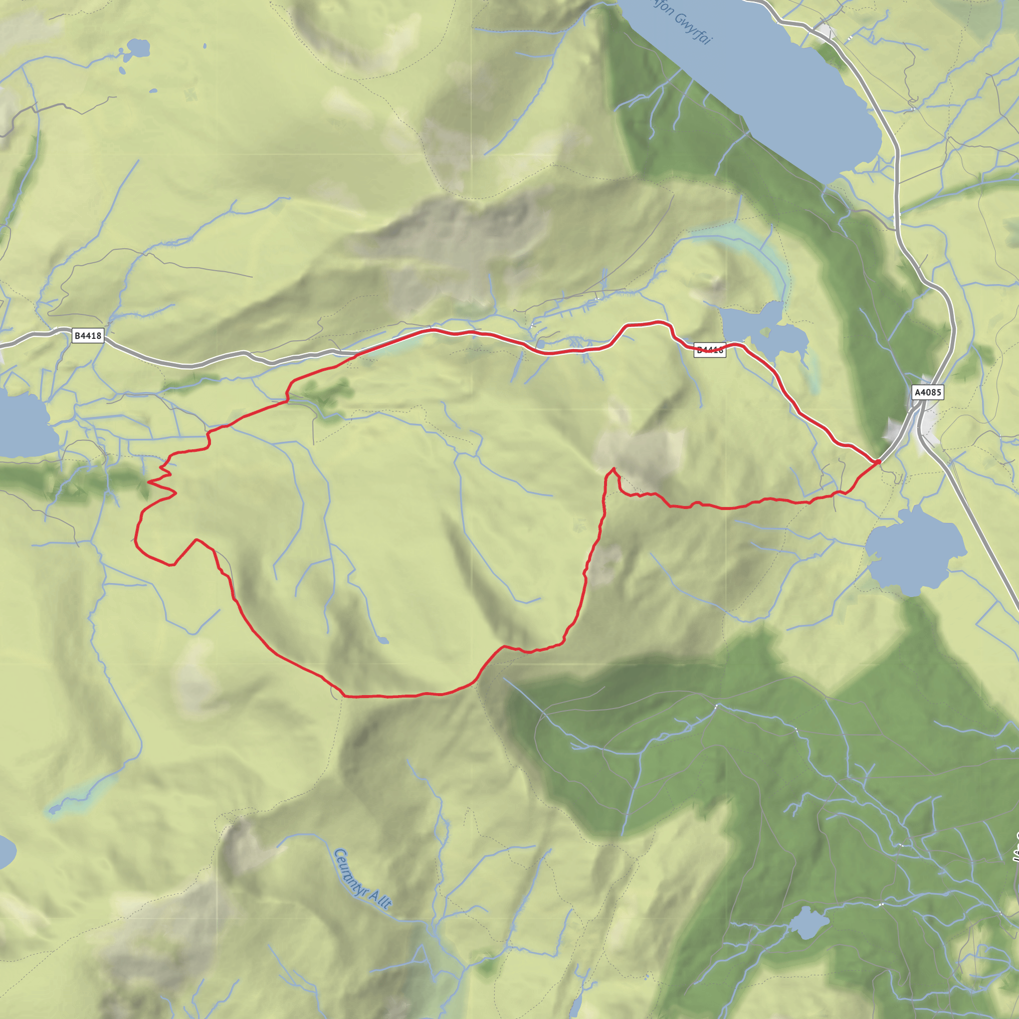 Nantell Ridge via Trum y Ddysgl mobile static map