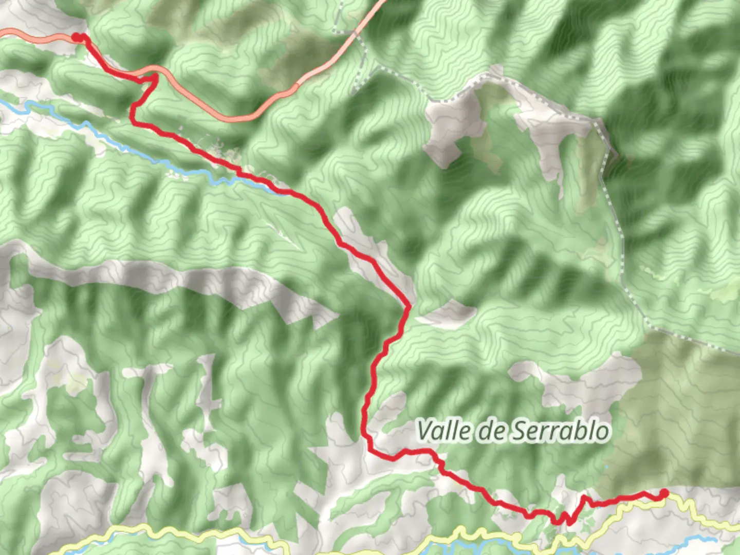 An image depicting the trail Fanlillo - Laguarta PR HU 7 and its surrounding area.