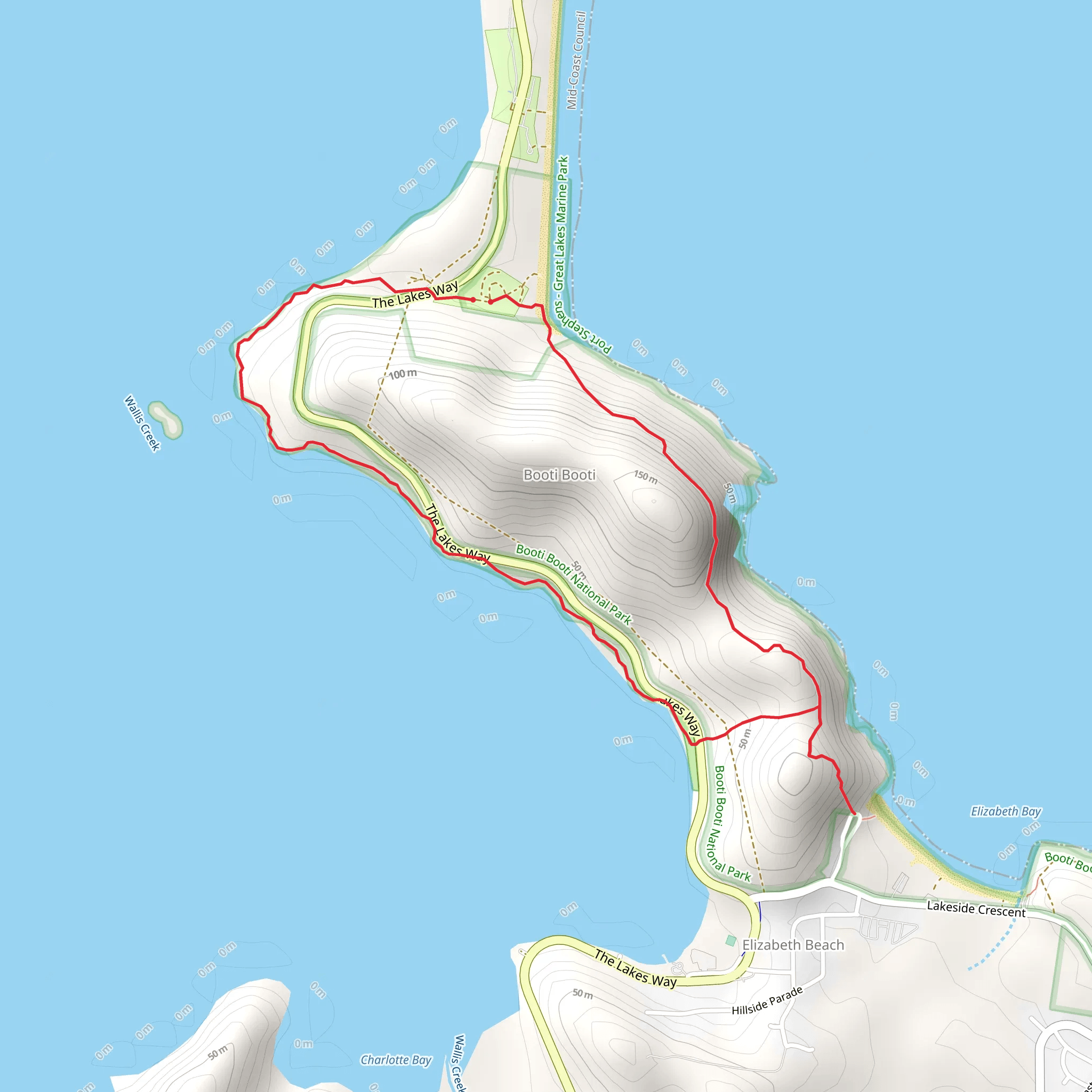 Booti Hill and Wallis Lake Track mobile static map