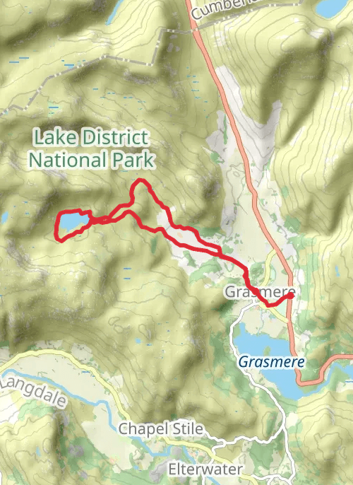 Easedale tarn loop and back mobile static map