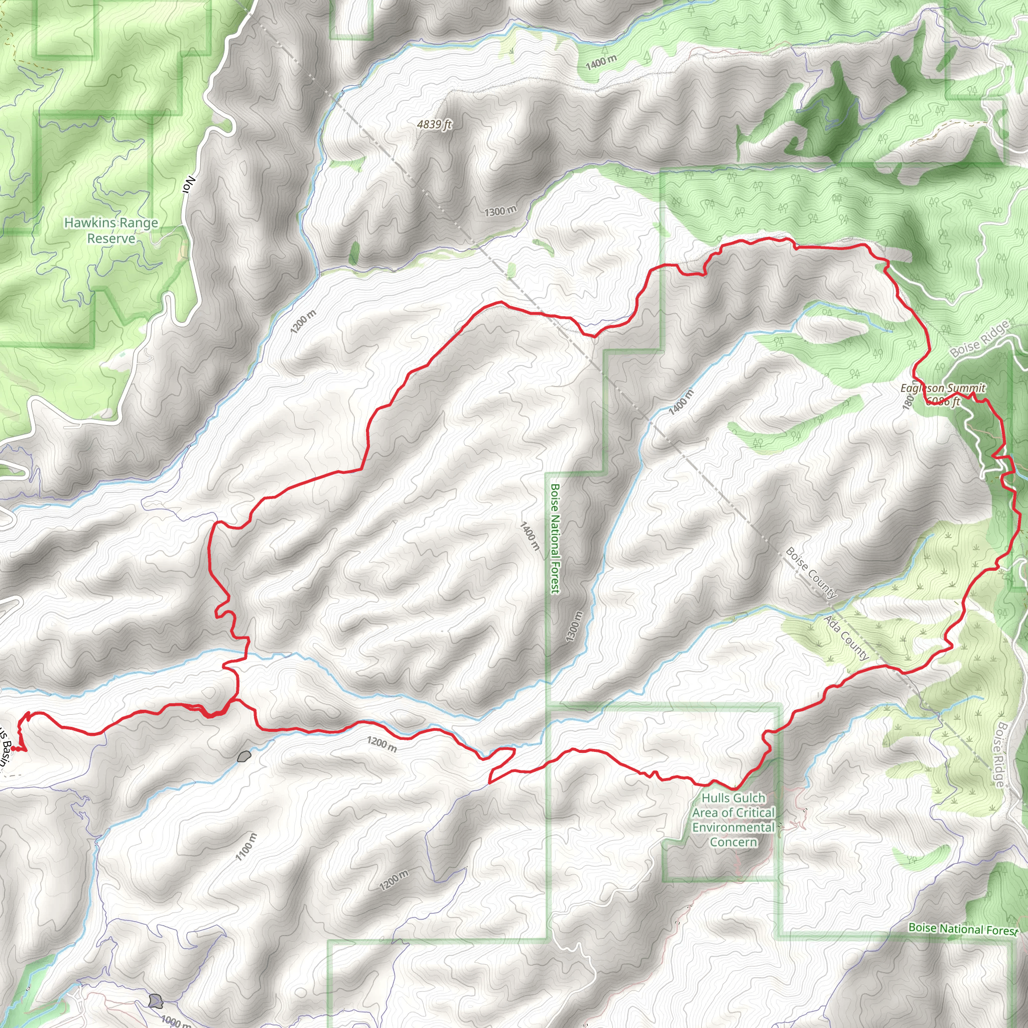 Eagleson Summit via Corrals Loop mobile static map