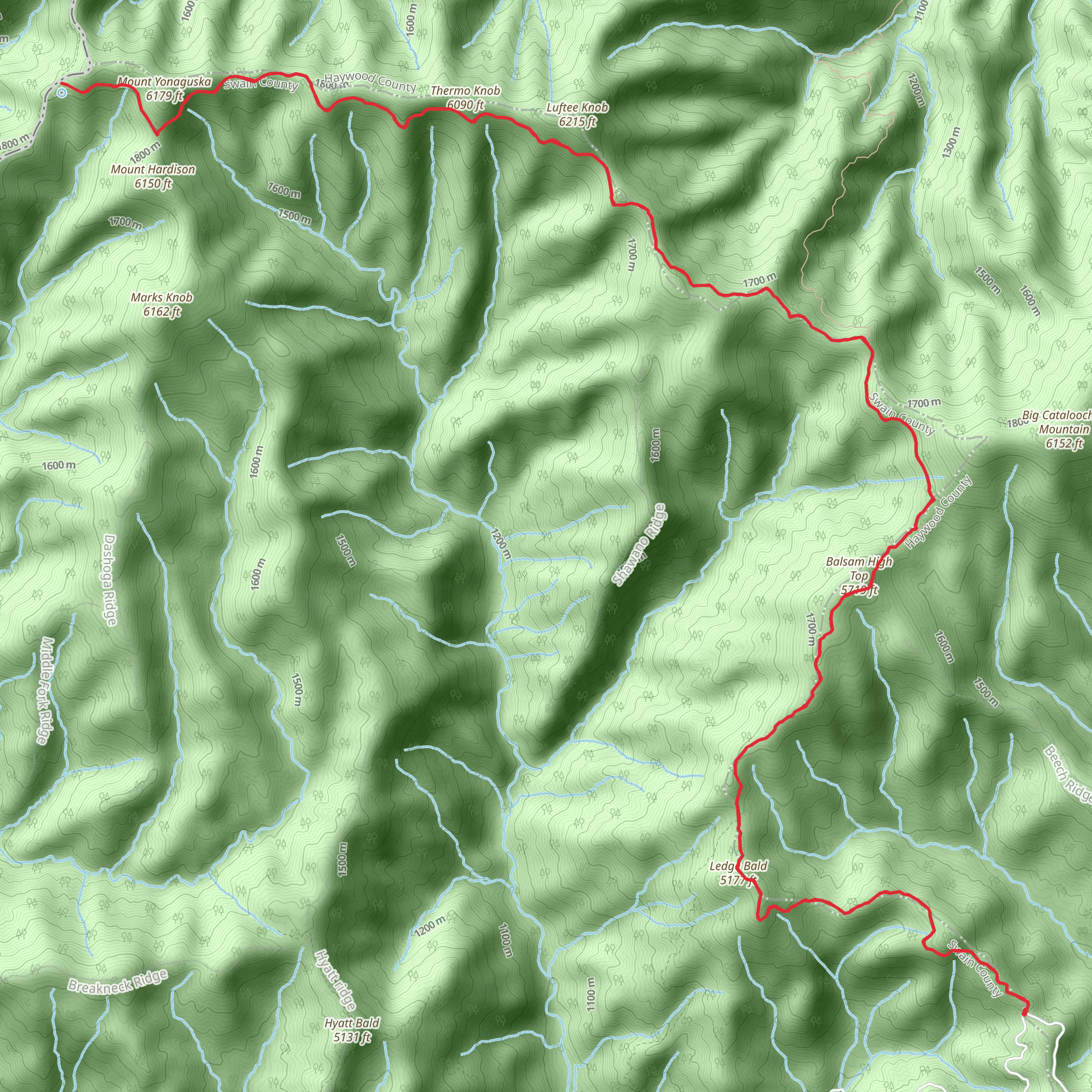 Balsam Mountain Trail mobile static map