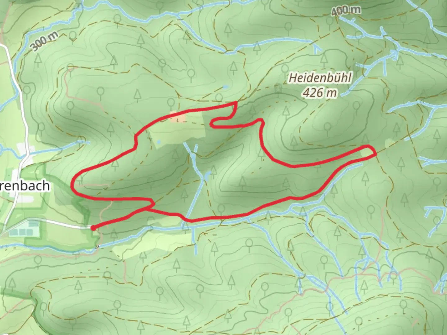 An image depicting the trail Eulenbergweg Loop and its surrounding area.