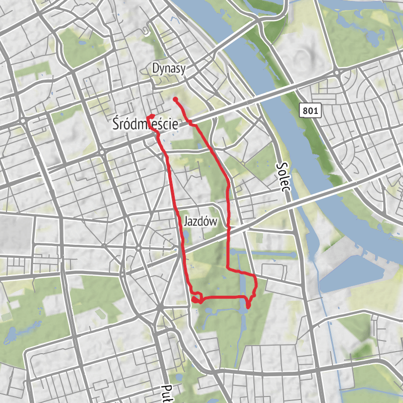 A map preview of the recording Warsaw Walking.