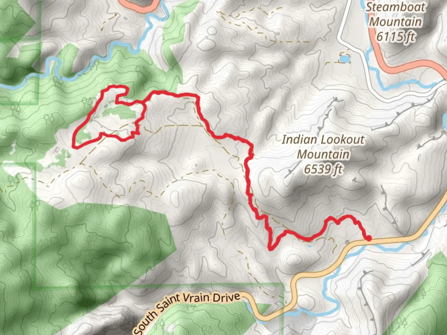 An image depicting the trail Bitterbrush Trail and Nelson Loop and its surrounding area.