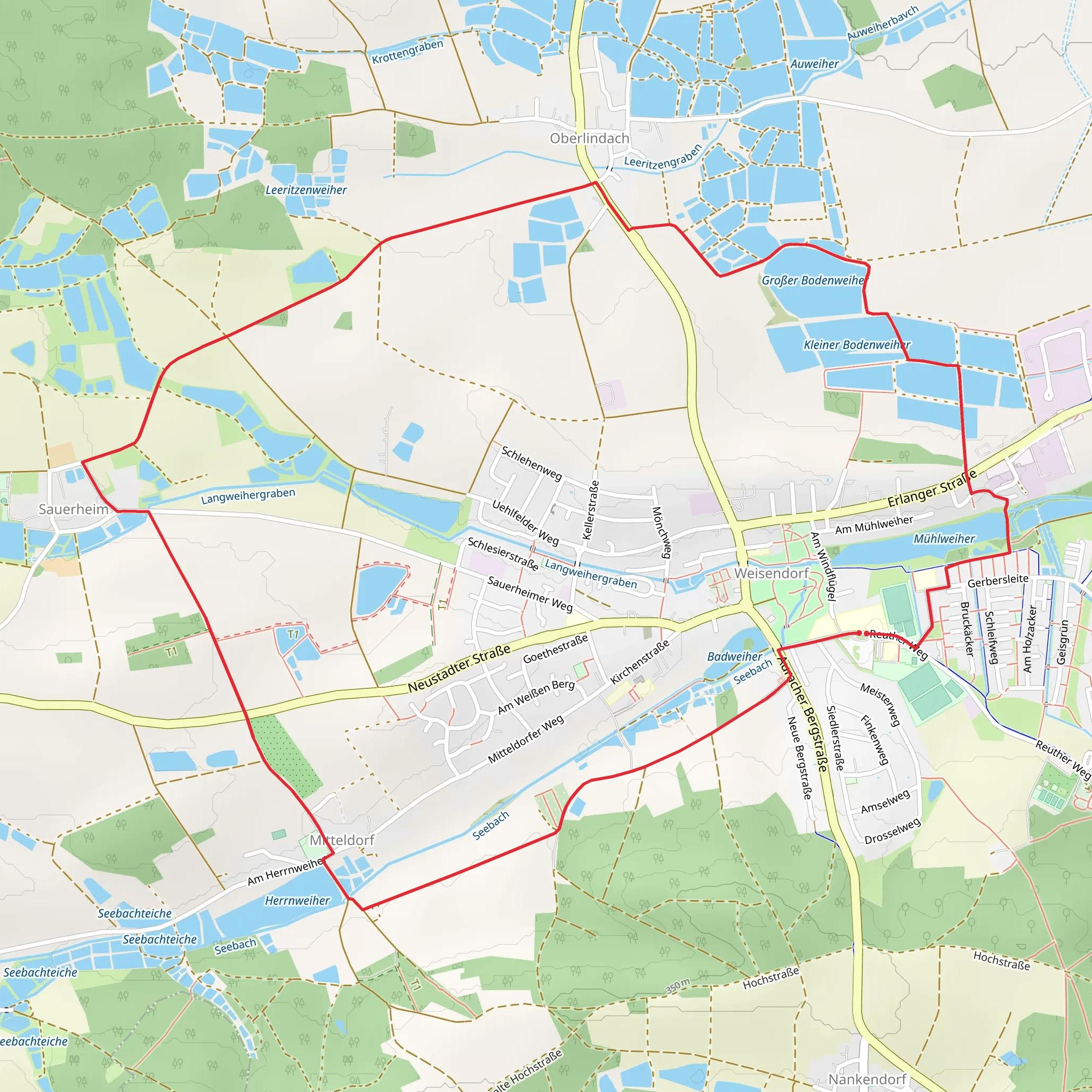 Grosser Bodenweiher via Weisendorfer Rundwanderweg mobile static map