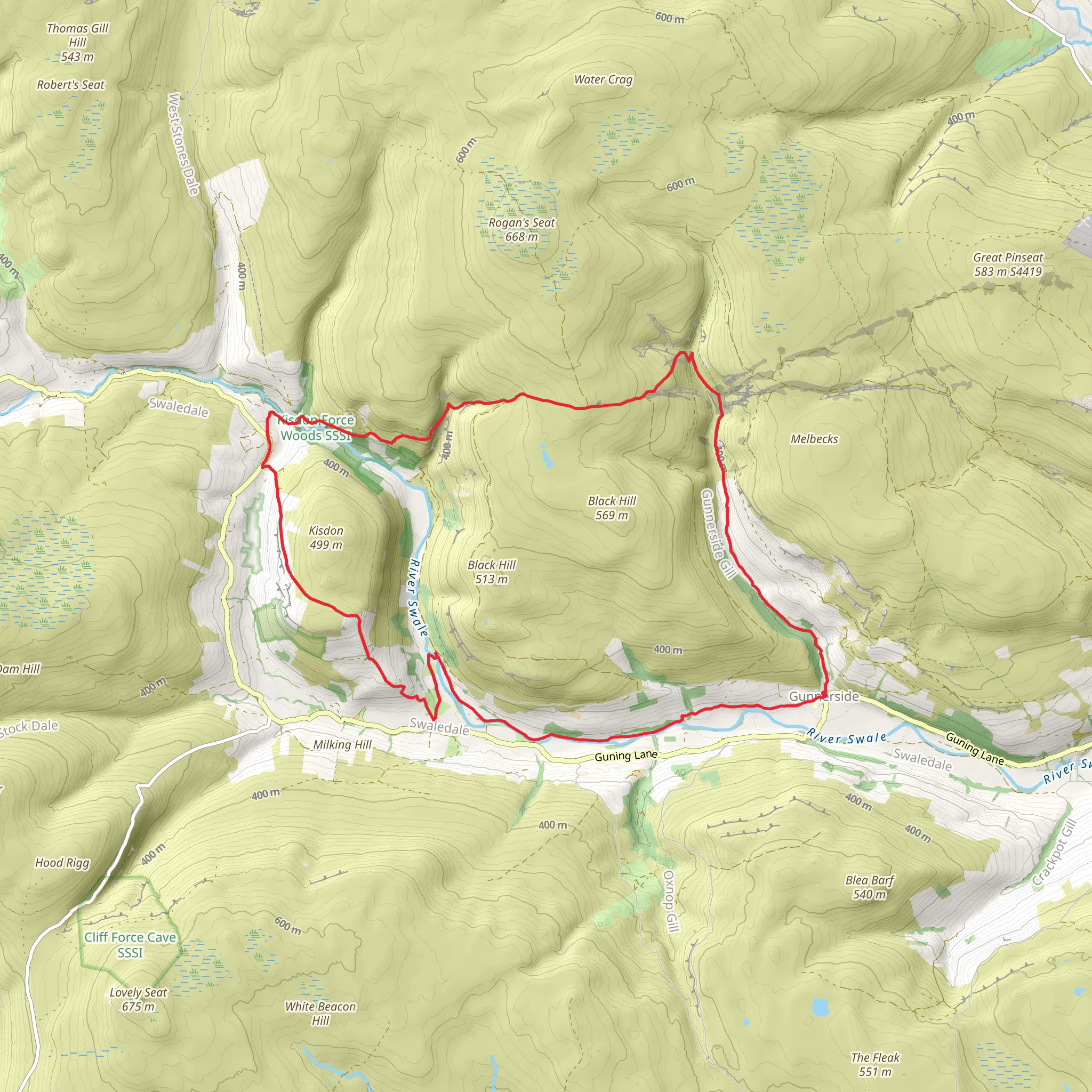 Blakethwaite Smelt Mill and Swinner Gill Lead Mine via Herriot Way mobile static map