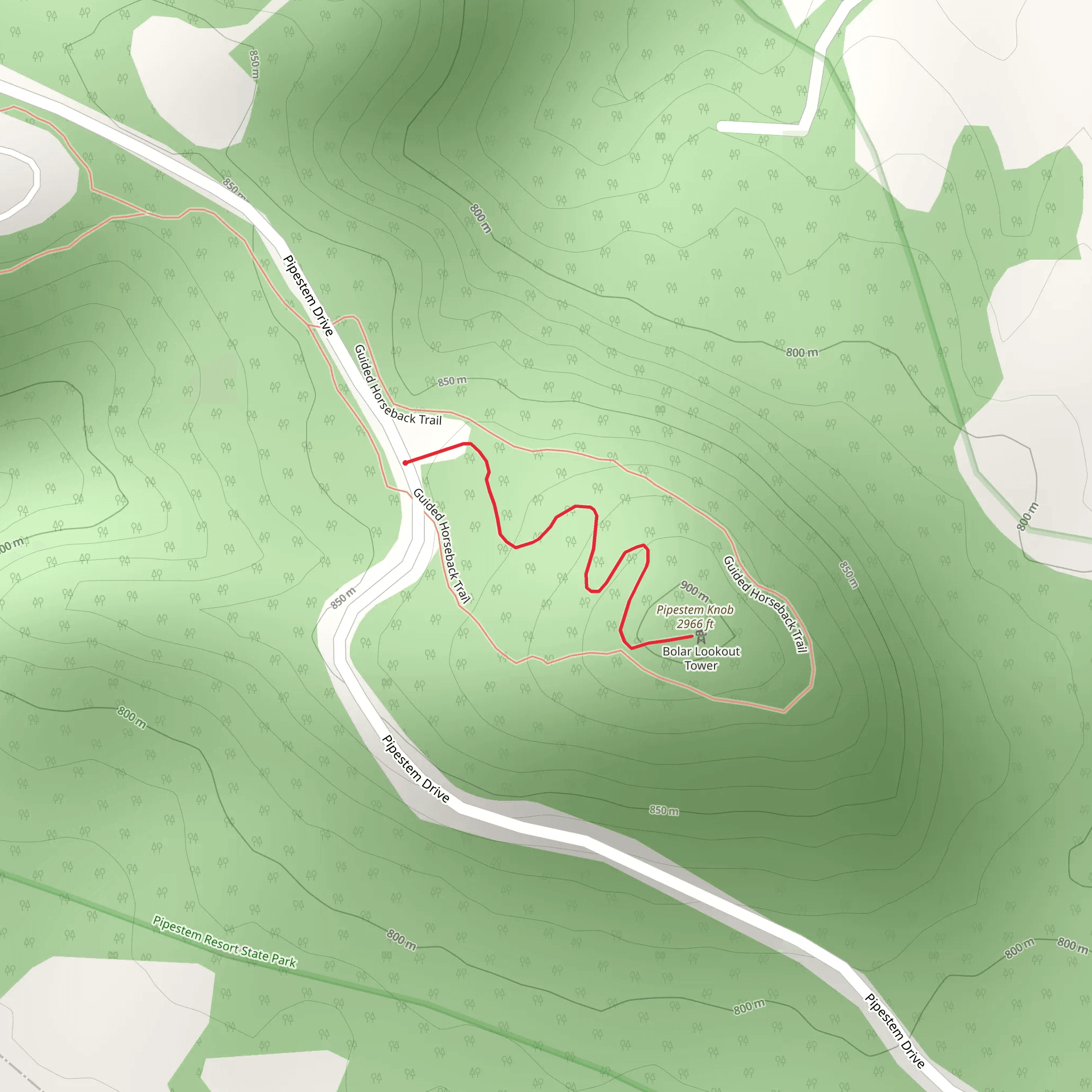 Pipestem Knob Trail mobile static map
