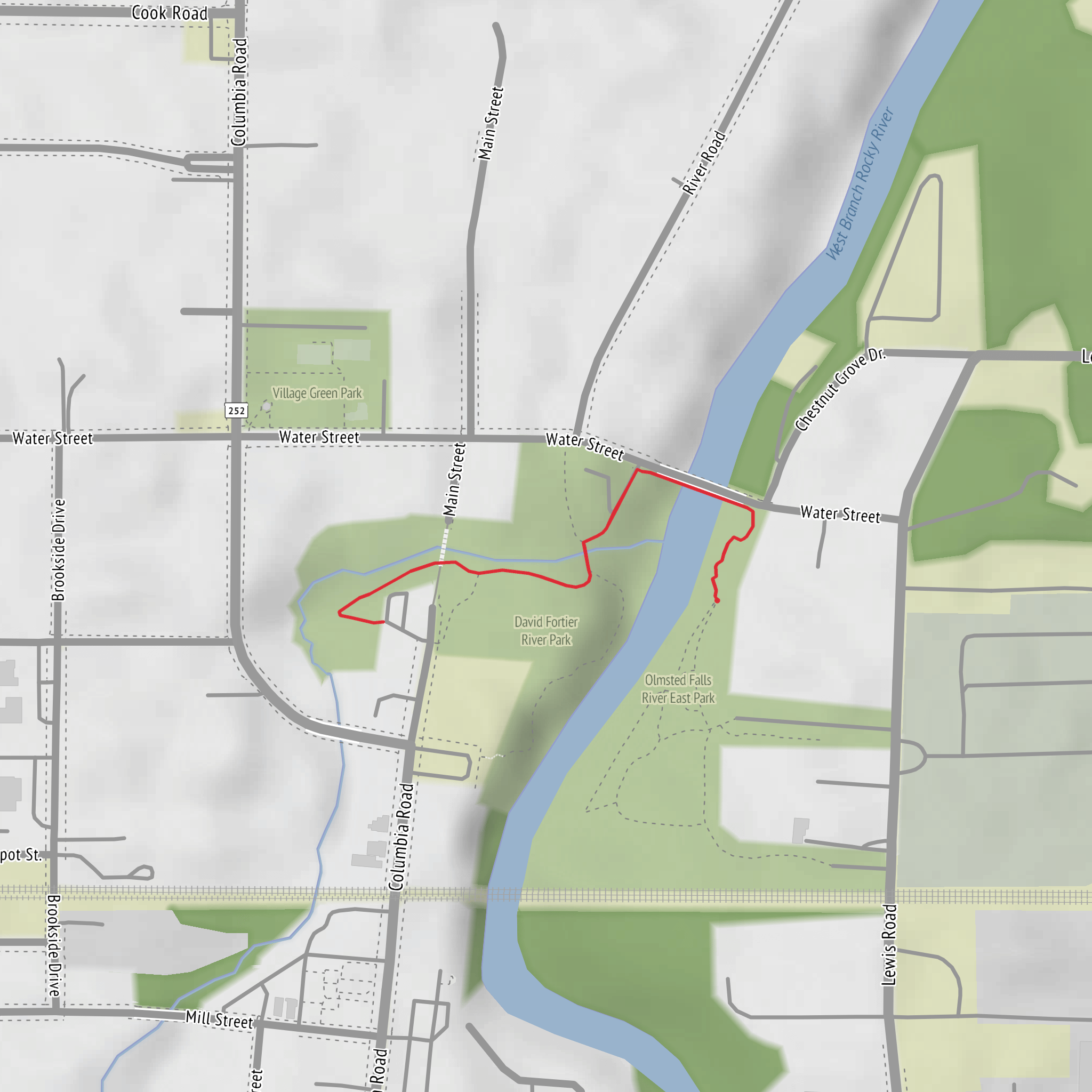 Olmsted Falls via Rocky River mobile static map