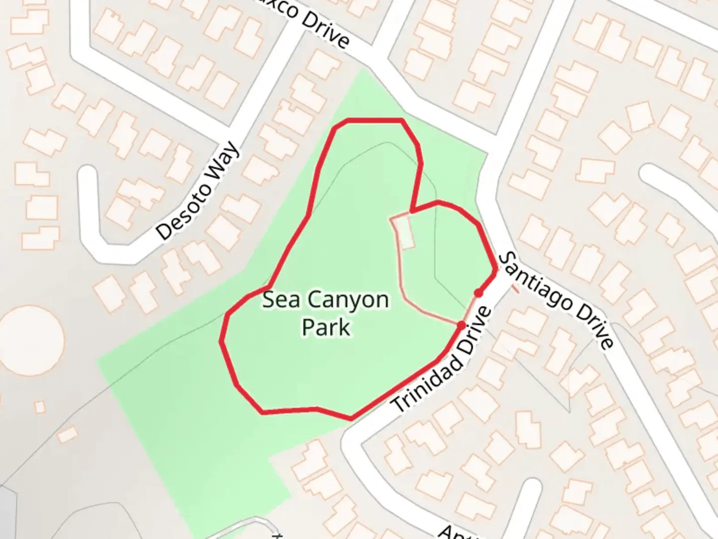 An image depicting the trail Sea Canyon Park Loop and its surrounding area.