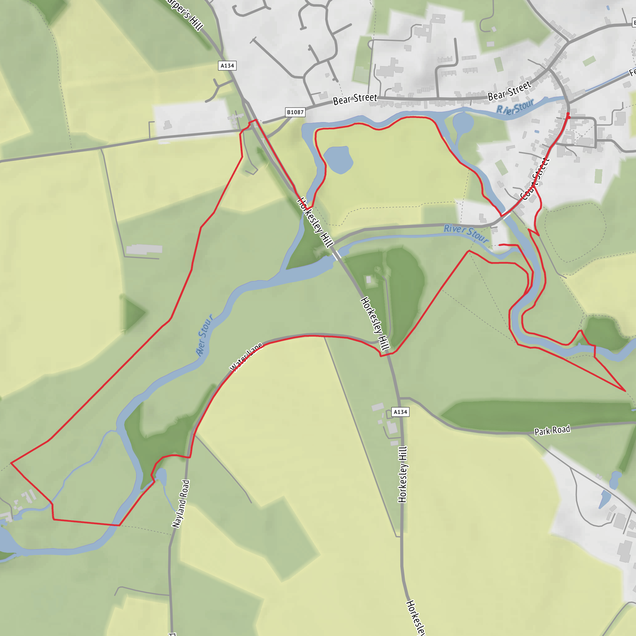 Nayland bridge and River Stour Loop mobile static map