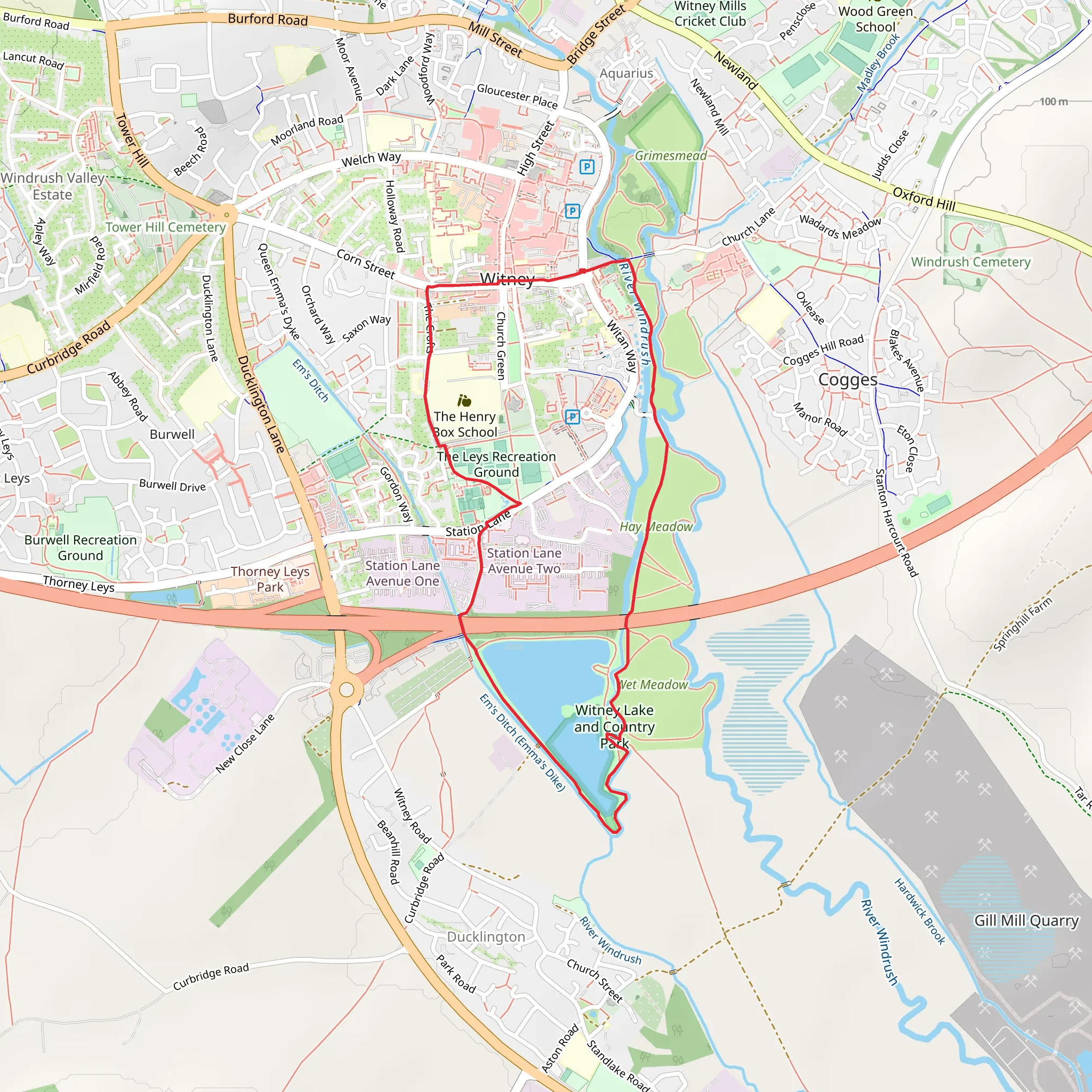 Witney Circular Walk mobile static map