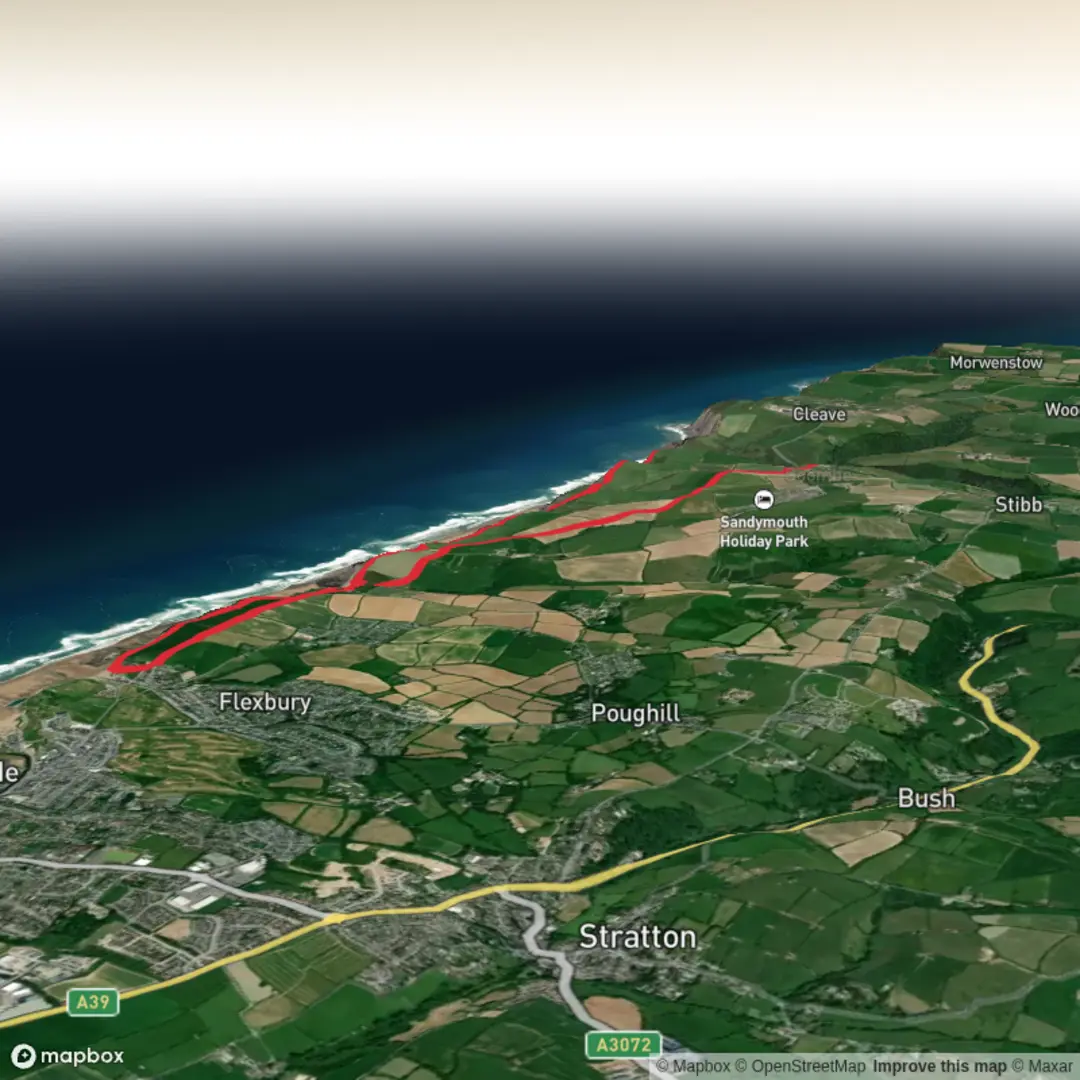 An image depicting the trail Maer Down, Menachurch Point and Warren Point Loop and its surrounding area.
