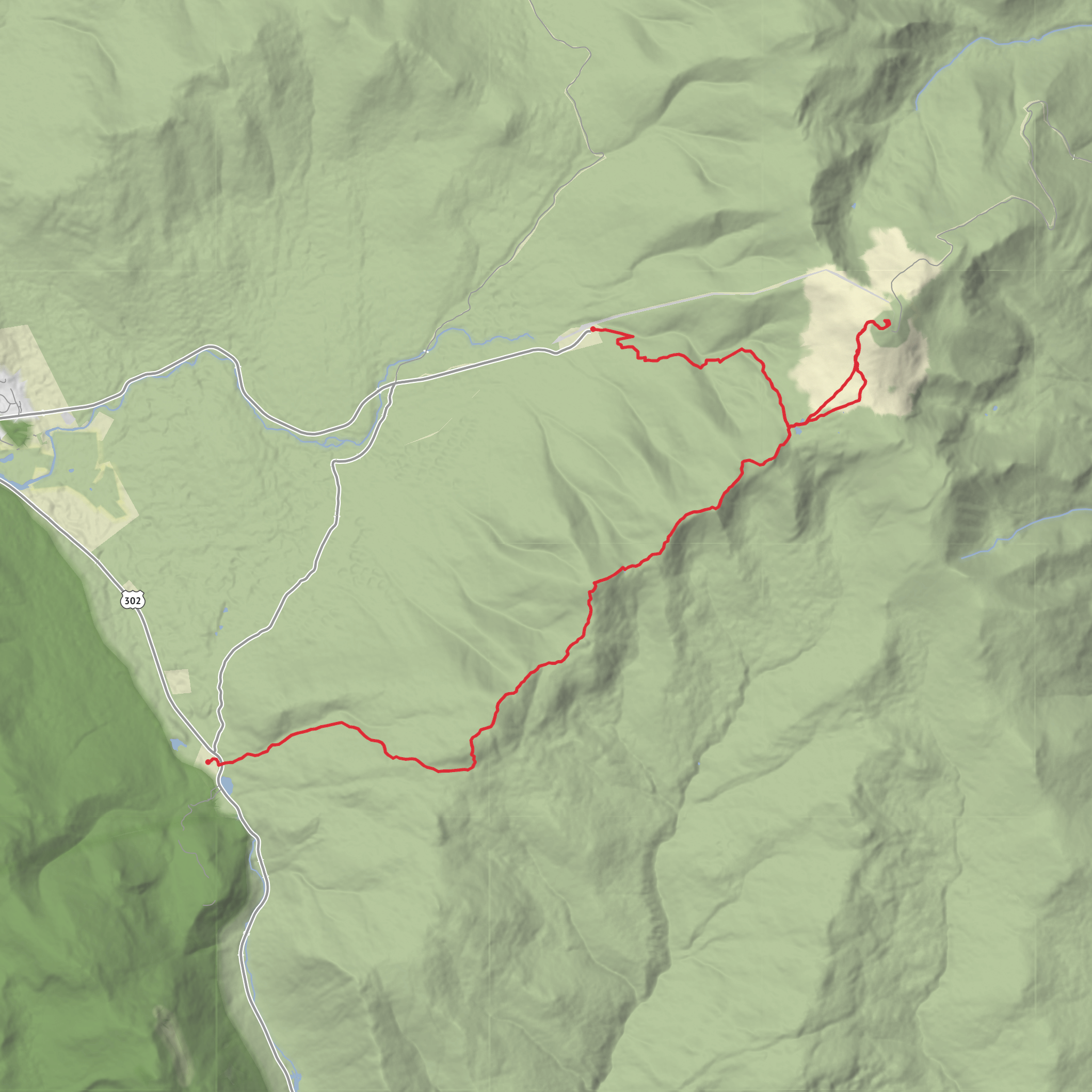 Ammonoosuc to Mt Washington to Highland Center mobile static map