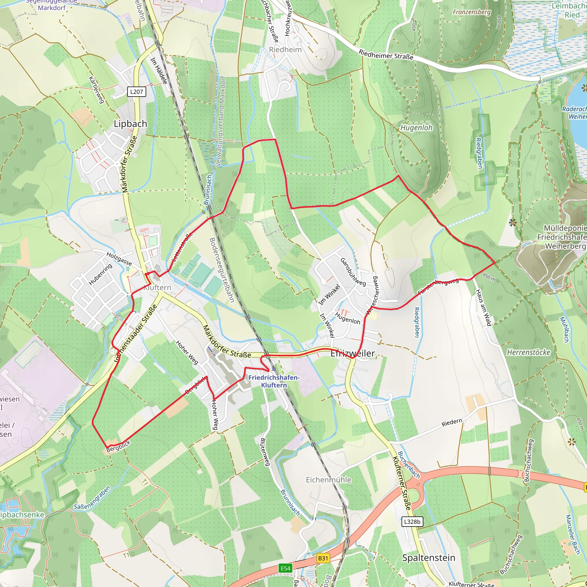 Orts Rundweg Kluftern-Suedrunde mobile static map