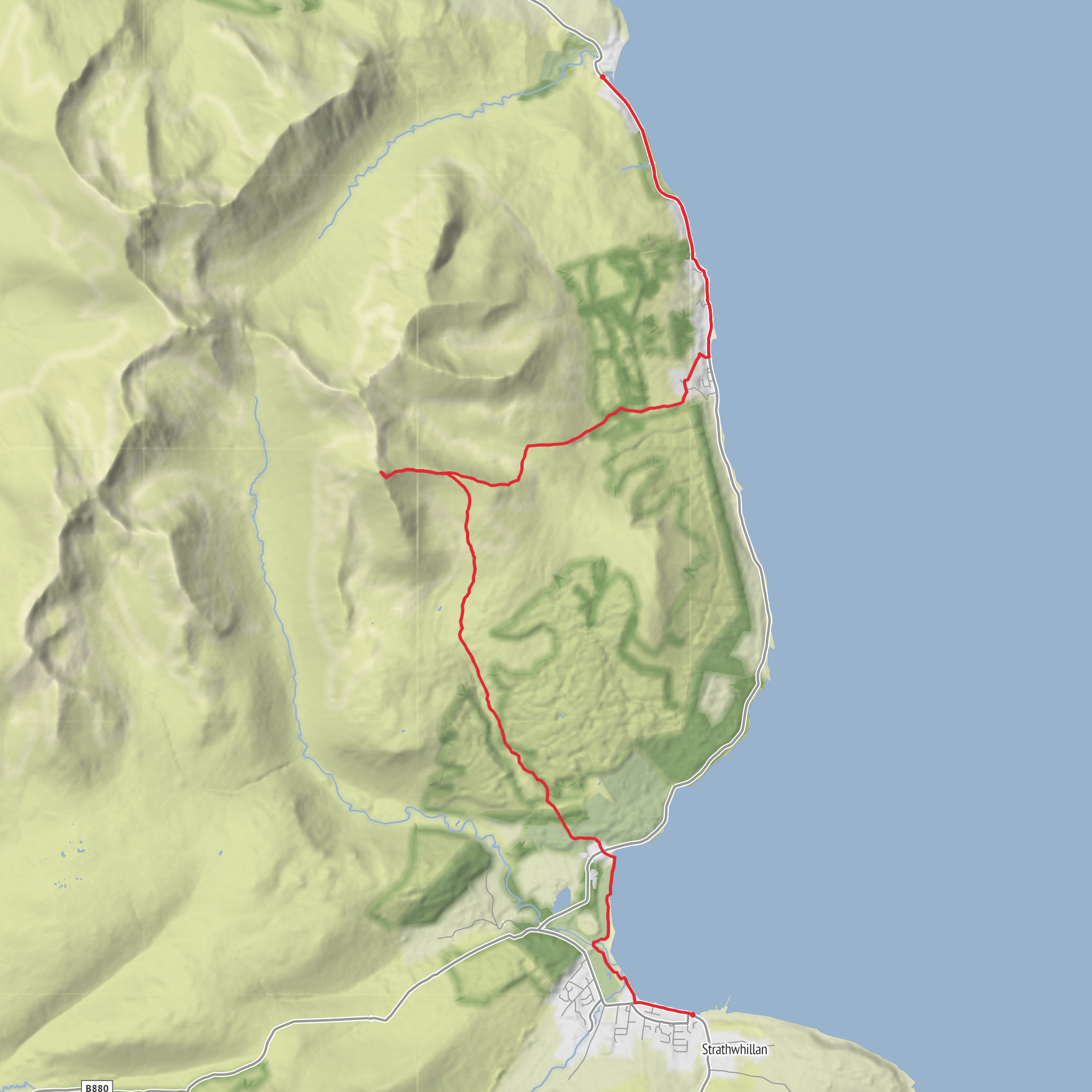 Brodick Bay to Sannox Bay via Goatfell and Coire nam Meann mobile static map