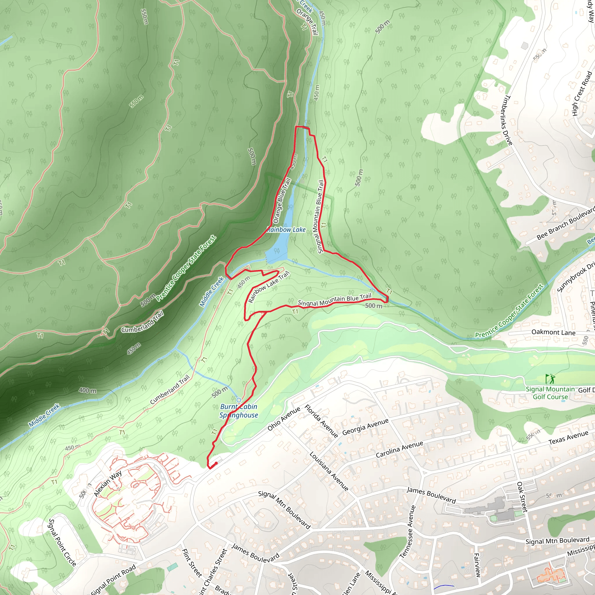 Bee Branch and Rainbow Lake Loop Trail mobile static map