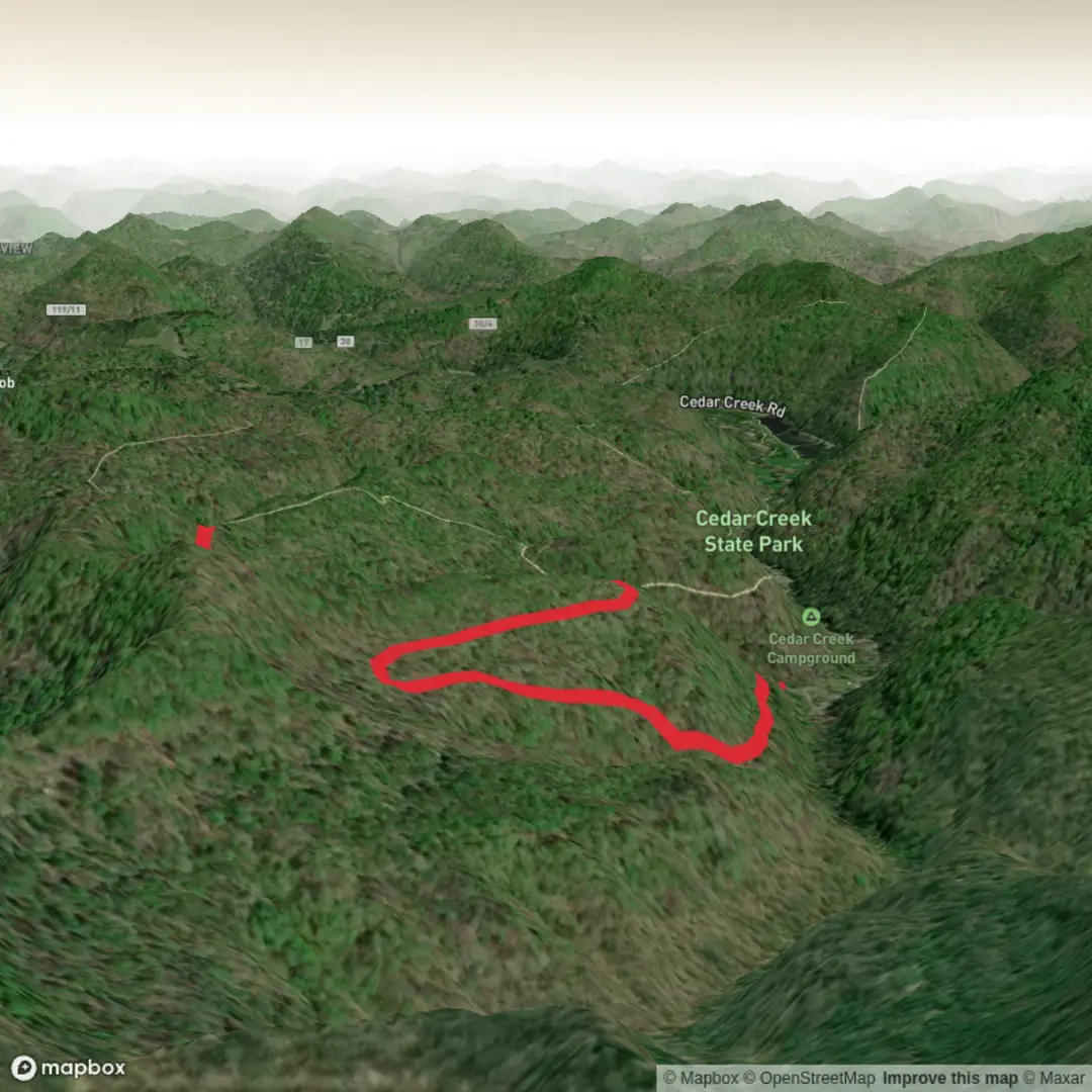 An image depicting the trail Minken Trail and Stone Trough Trail and its surrounding area.