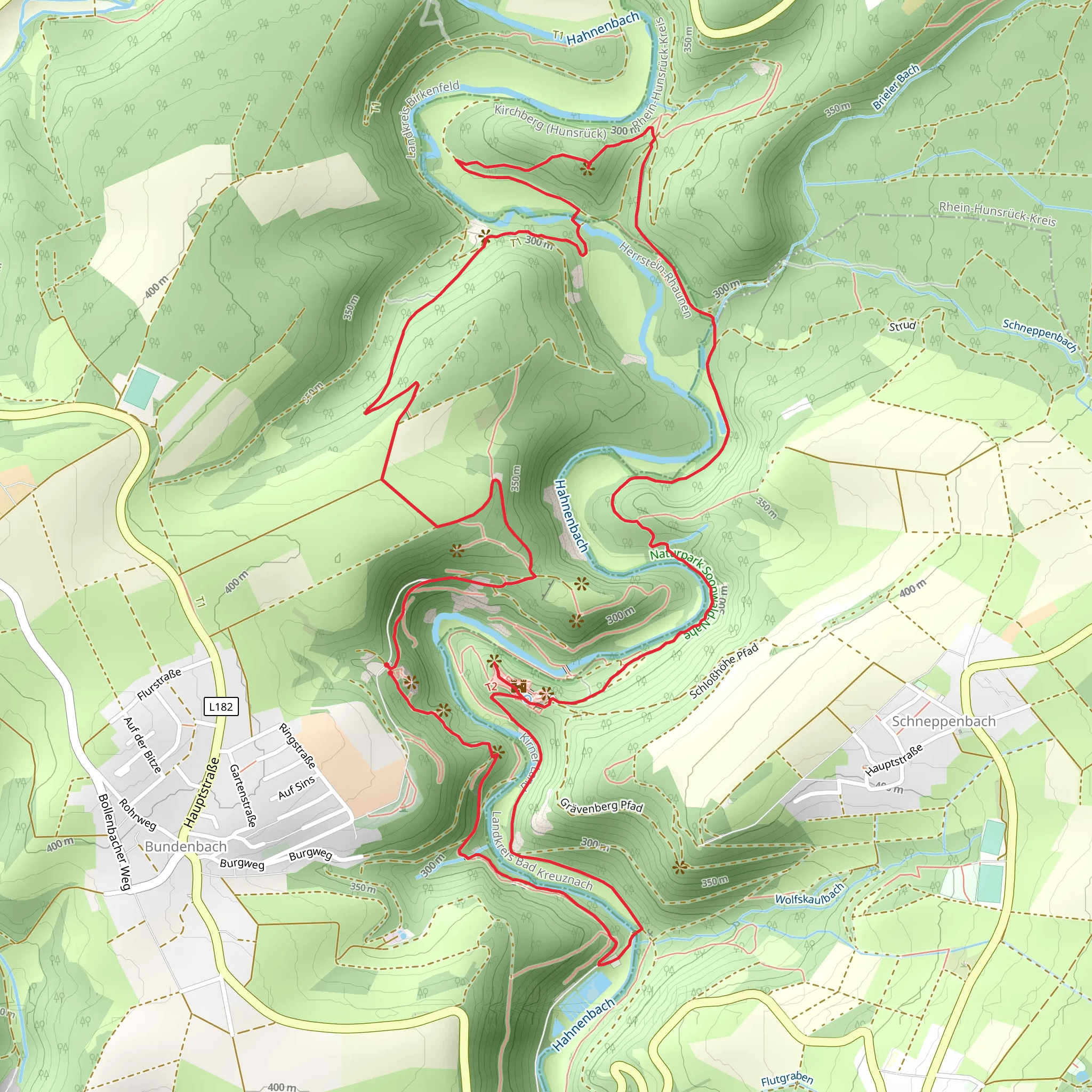 Besucherbergwerk Herrenberg, Ruine Hellkirch and Ruine Schmidtburg Loop mobile static map