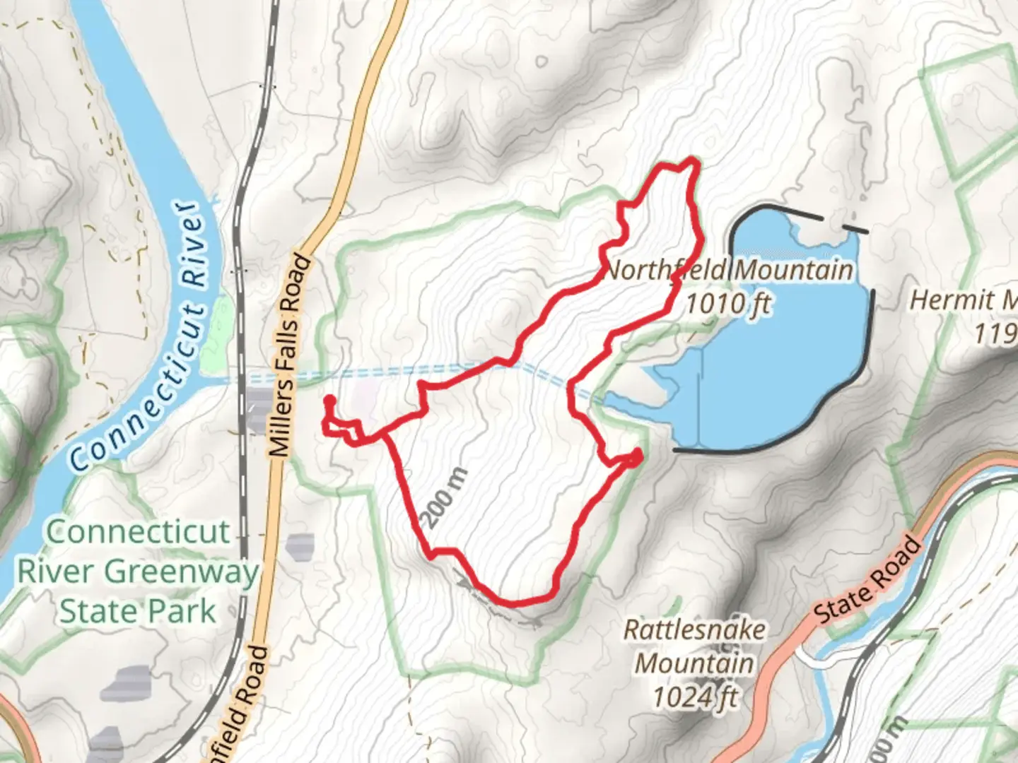 An image depicting the trail Northfield Mountain Reservoir Loop and its surrounding area.